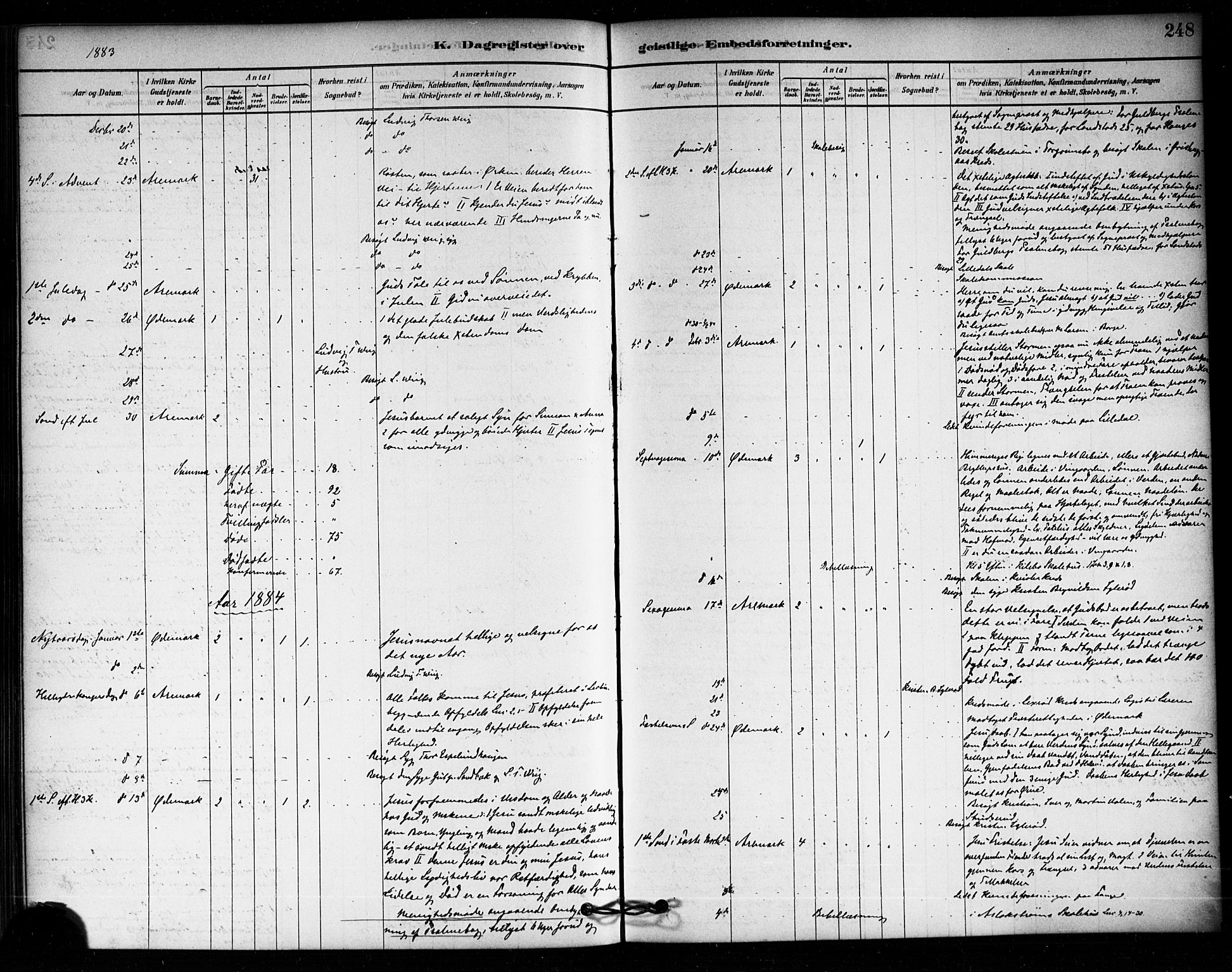 Aremark prestekontor Kirkebøker, SAO/A-10899/F/Fa/L0005: Ministerialbok nr. I 5, 1878-1897, s. 248