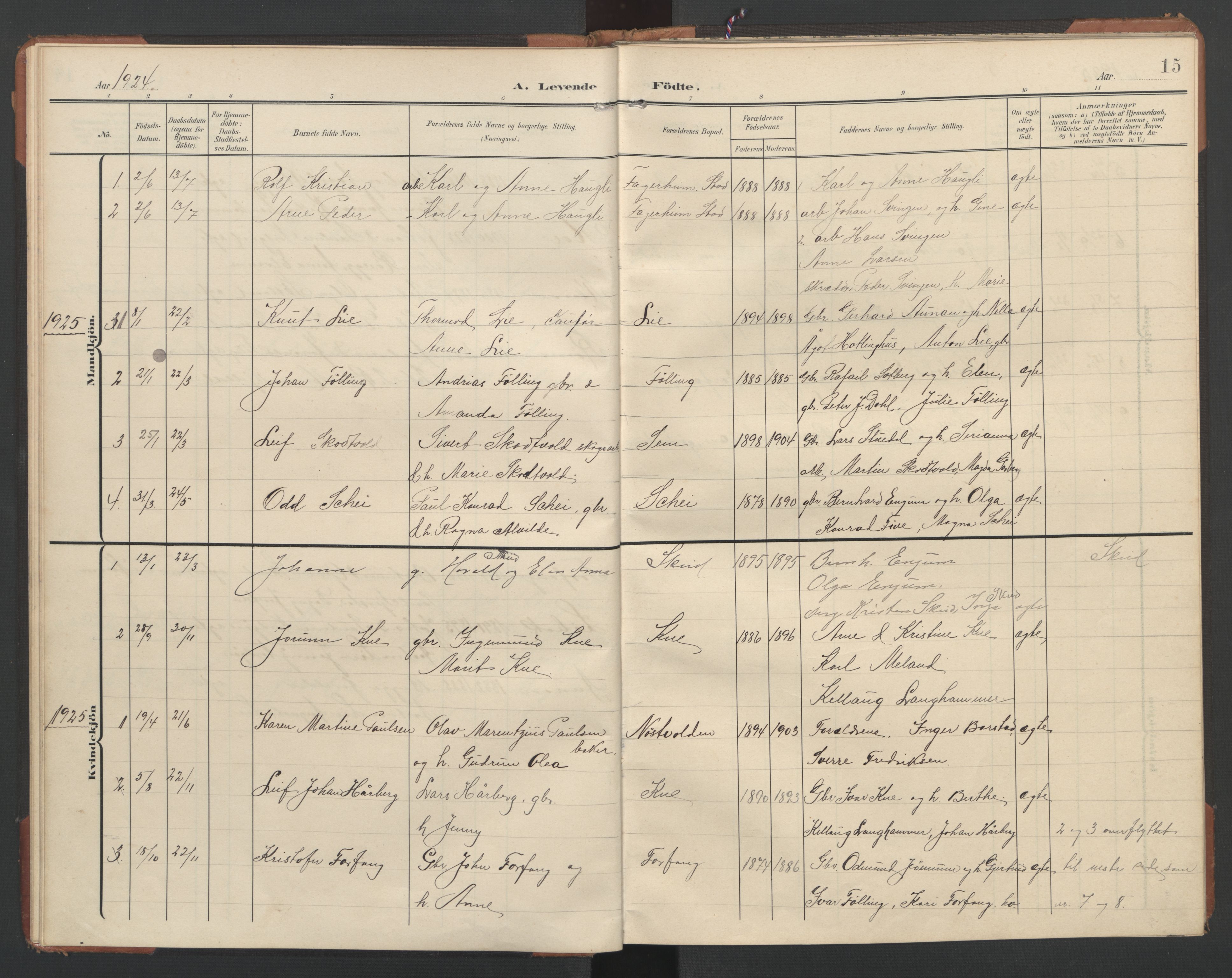 Ministerialprotokoller, klokkerbøker og fødselsregistre - Nord-Trøndelag, AV/SAT-A-1458/748/L0465: Klokkerbok nr. 748C01, 1908-1960, s. 15