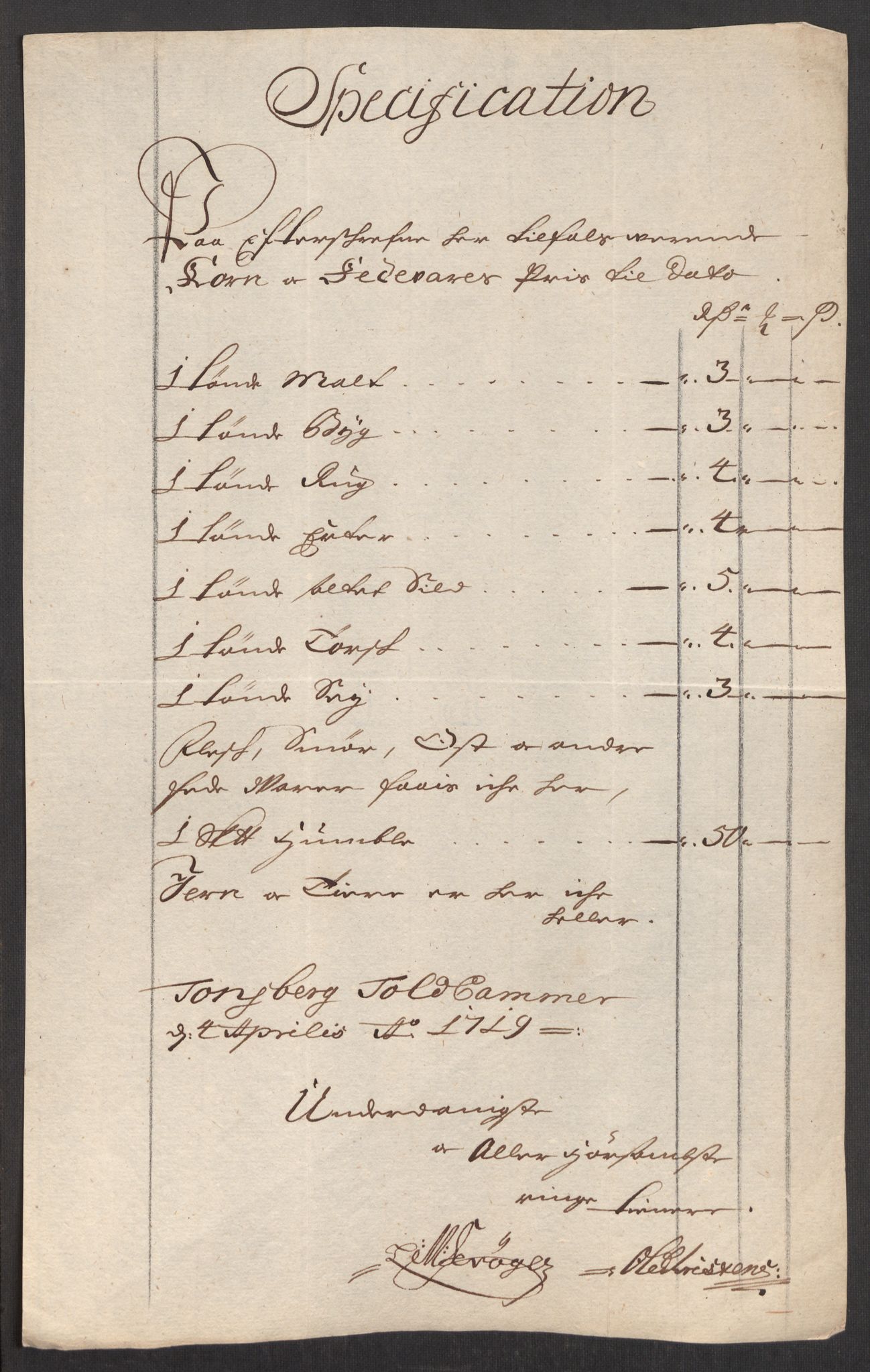 Rentekammeret inntil 1814, Realistisk ordnet avdeling, AV/RA-EA-4070/Oe/L0001: [Ø1]: Priskuranter, 1712-1739, s. 108