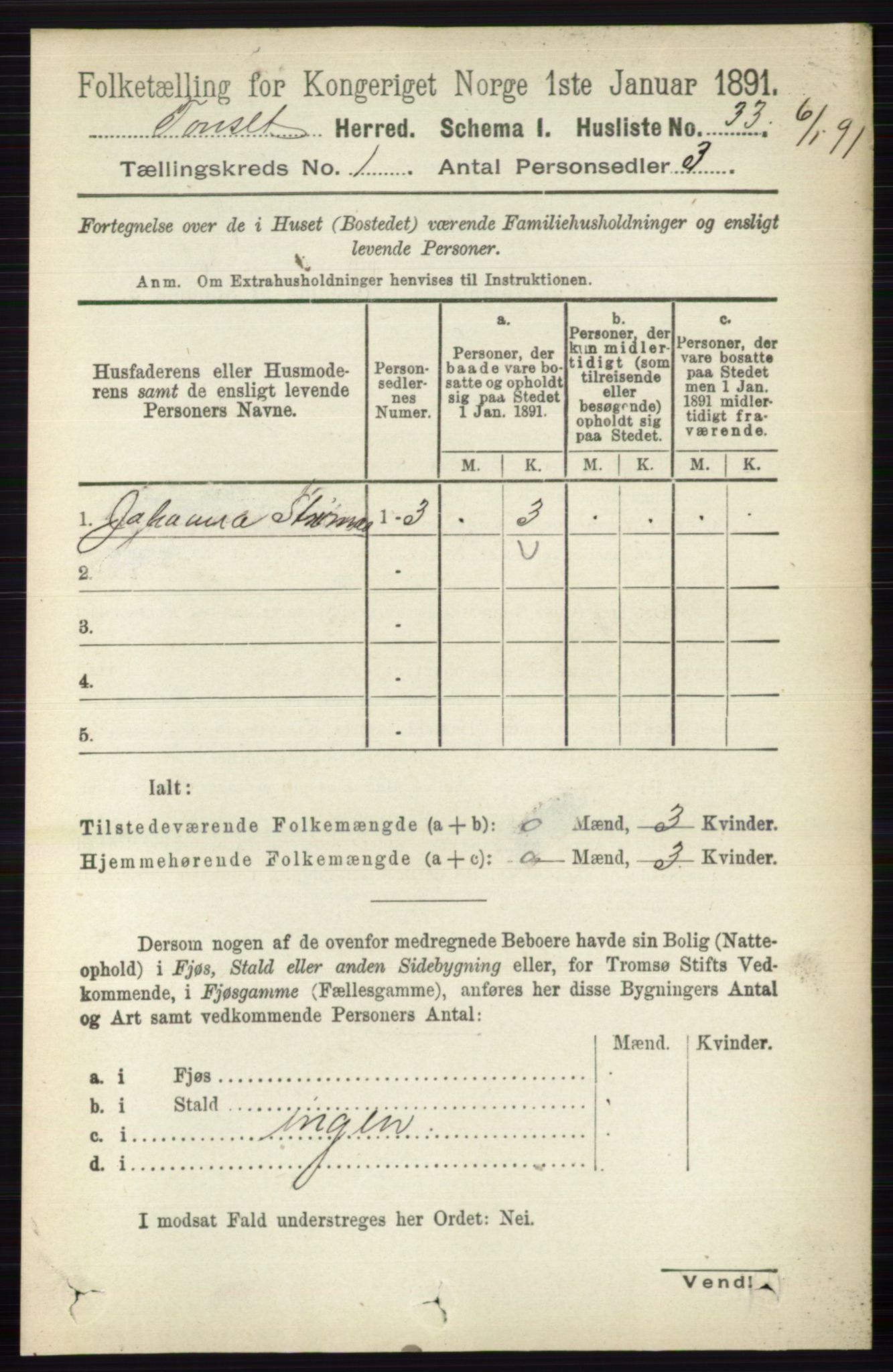 RA, Folketelling 1891 for 0437 Tynset herred, 1891, s. 65