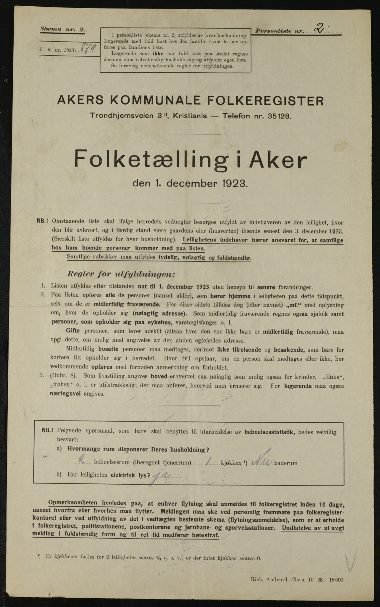 , Kommunal folketelling 1.12.1923 for Aker, 1923, s. 13215