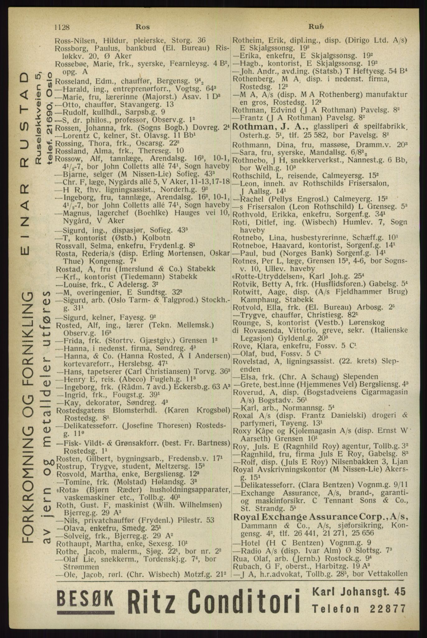 Kristiania/Oslo adressebok, PUBL/-, 1933, s. 1128