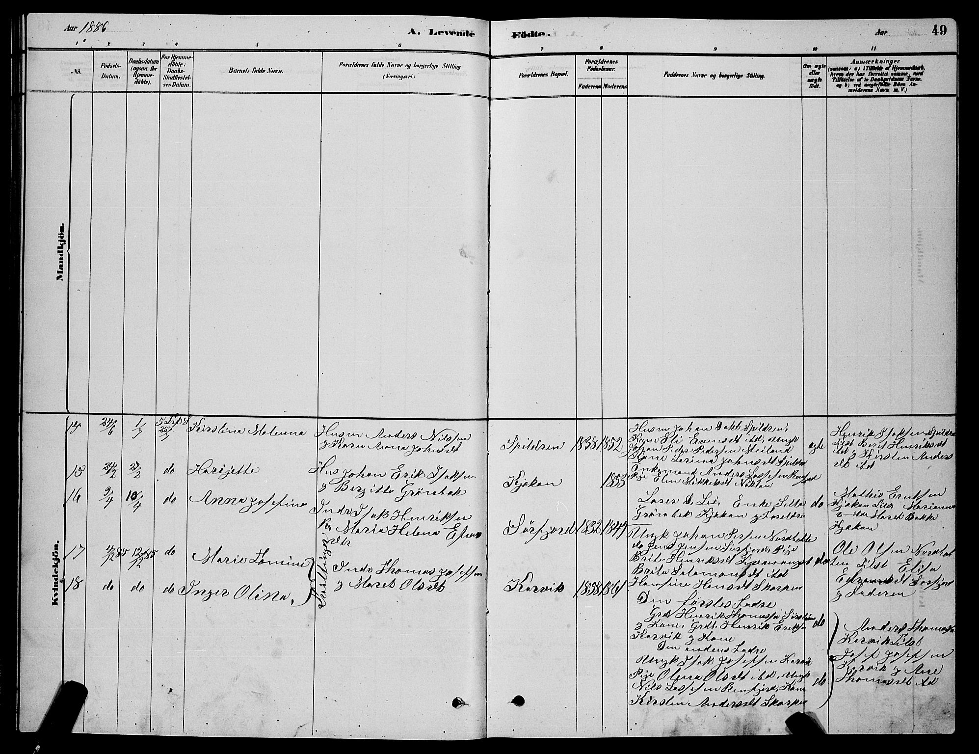 Skjervøy sokneprestkontor, AV/SATØ-S-1300/H/Ha/Hab/L0015klokker: Klokkerbok nr. 15, 1878-1890, s. 49