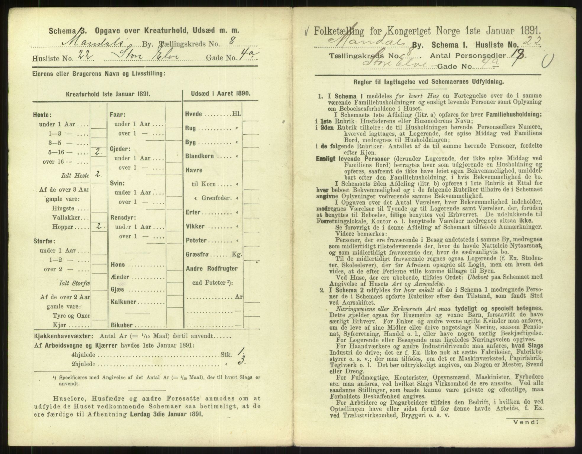 RA, Folketelling 1891 for 1002 Mandal ladested, 1891, s. 437