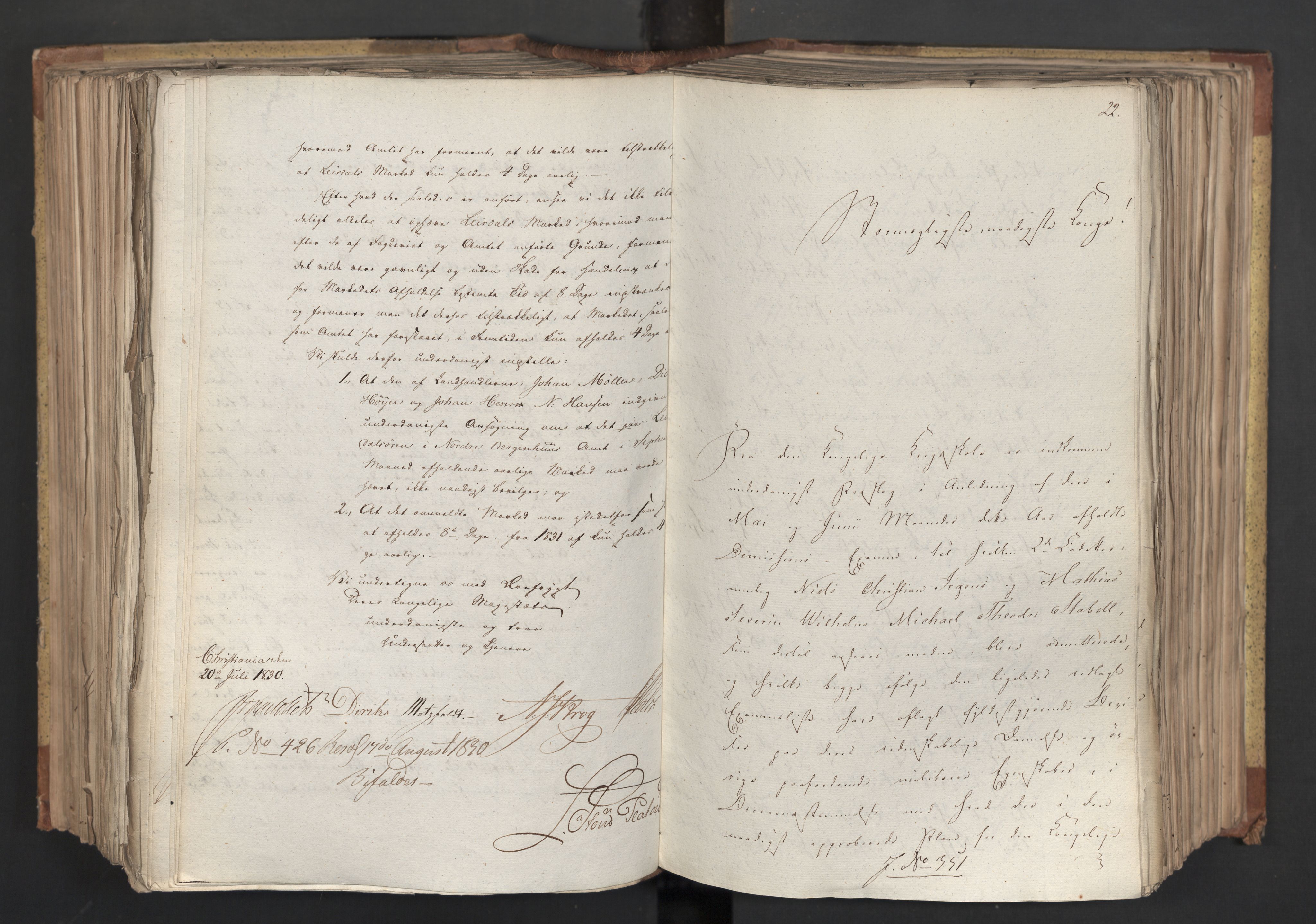 Statsrådsavdelingen i Stockholm, AV/RA-S-1003/D/Da/L0066: Regjeringsinnstillinger nr. 240-449, 1830, s. 422