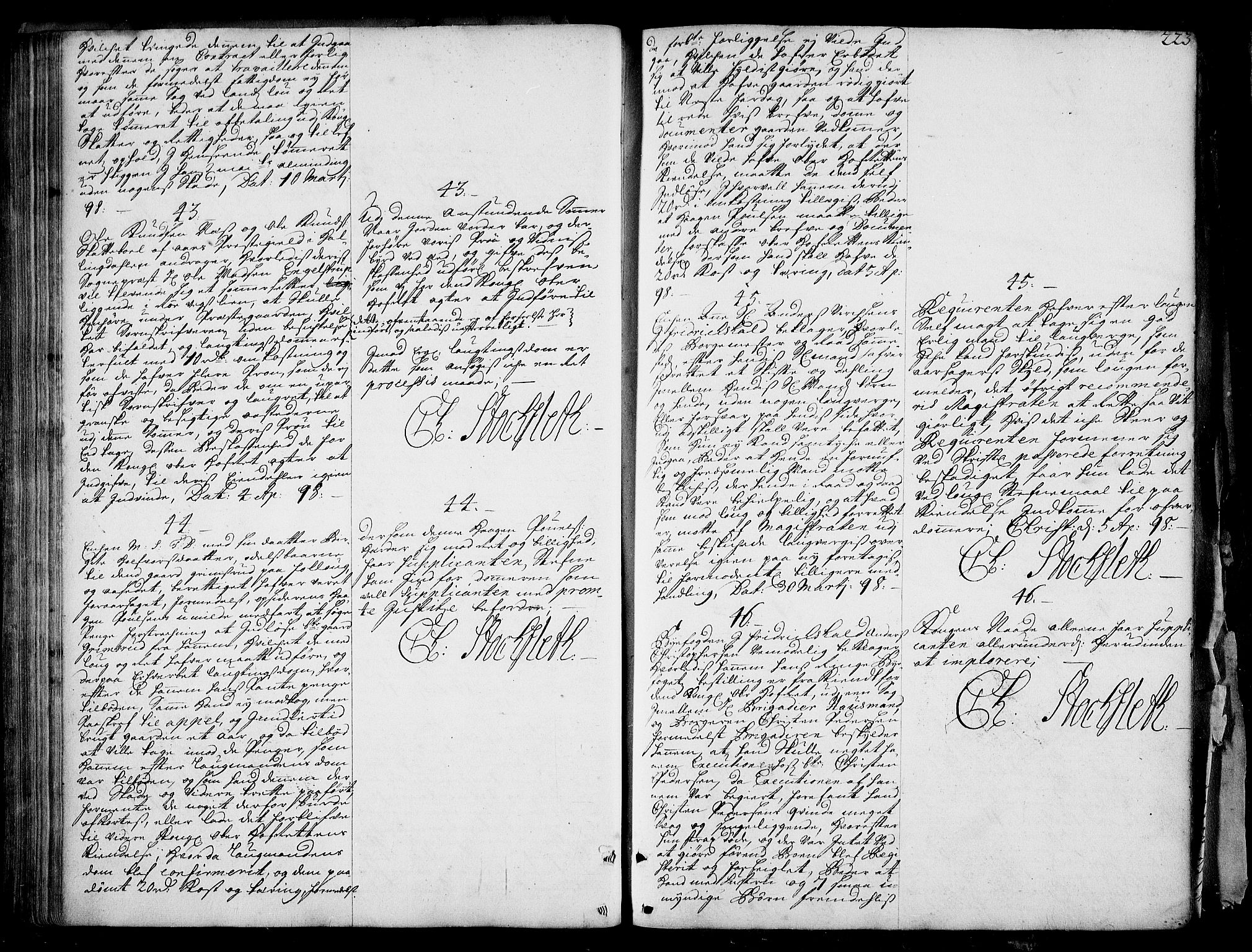 Stattholderembetet 1572-1771, AV/RA-EA-2870/Ad/L0005: Supplikasjons- og resolusjonsprotokoll, 1692-1699, s. 222b-223a