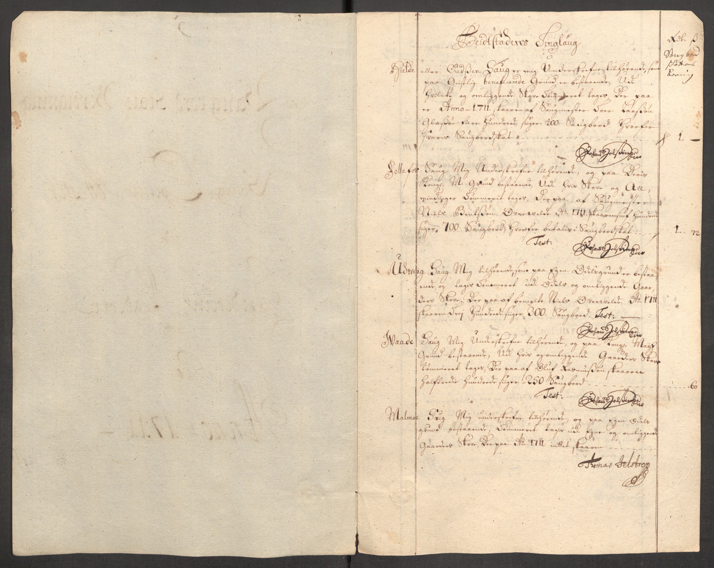 Rentekammeret inntil 1814, Reviderte regnskaper, Fogderegnskap, RA/EA-4092/R63/L4319: Fogderegnskap Inderøy, 1711, s. 130