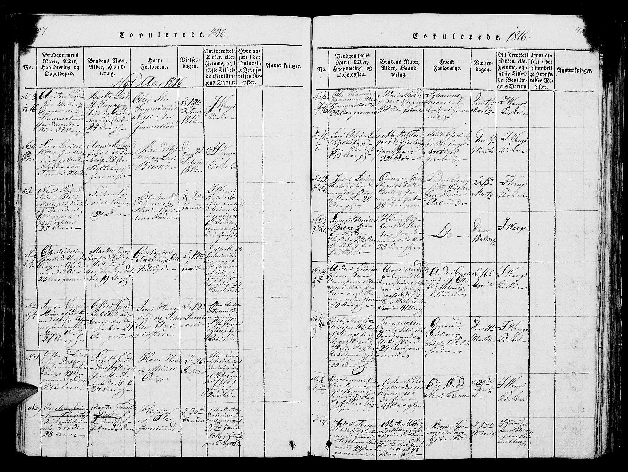 Vang prestekontor, Hedmark, AV/SAH-PREST-008/H/Ha/Hab/L0004: Klokkerbok nr. 4, 1813-1827, s. 407-408