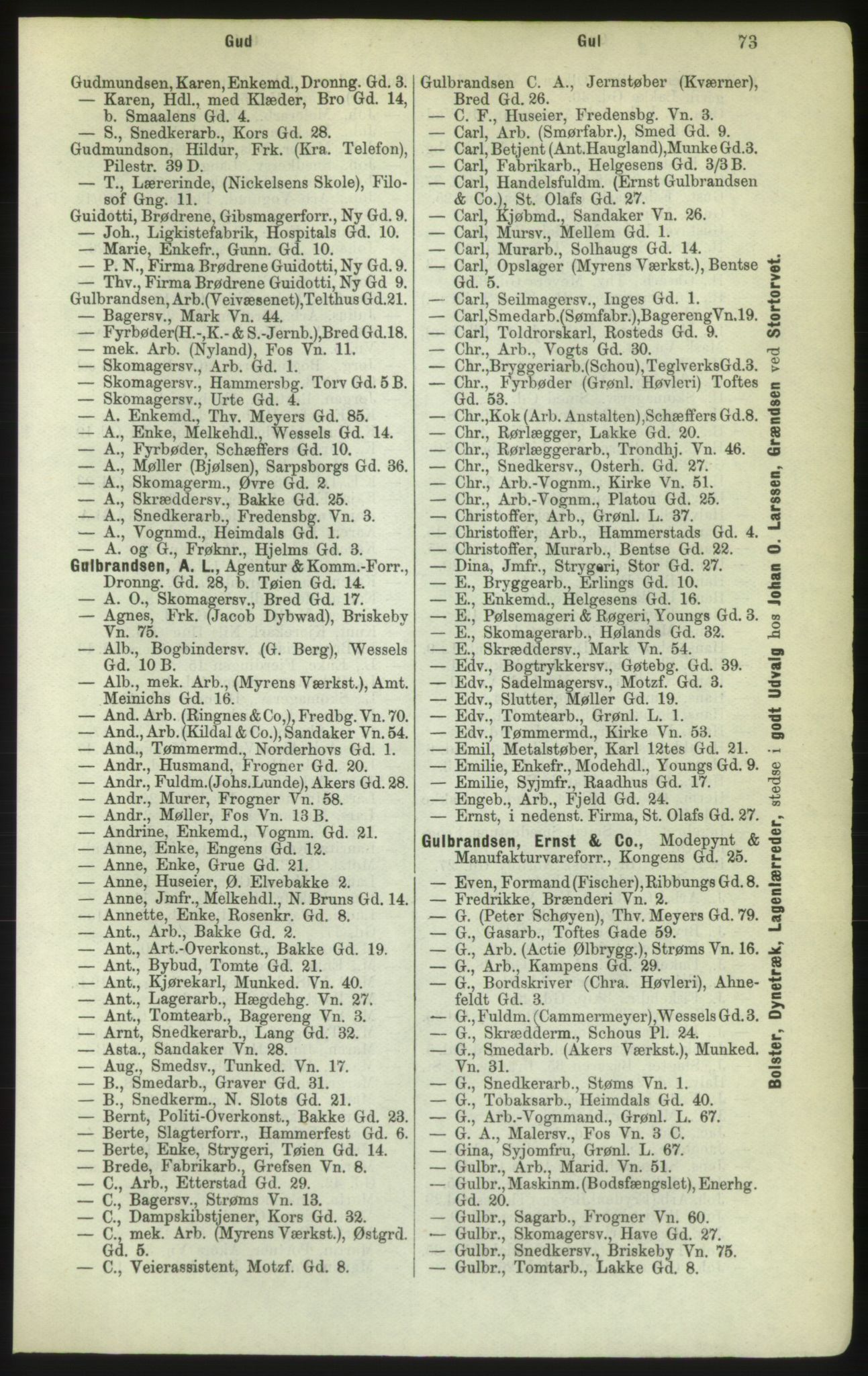 Kristiania/Oslo adressebok, PUBL/-, 1882, s. 73