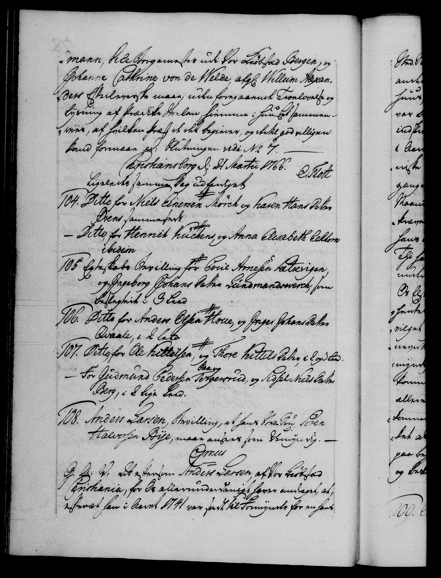 Danske Kanselli 1572-1799, AV/RA-EA-3023/F/Fc/Fca/Fcaa/L0043: Norske registre, 1766-1768, s. 28b