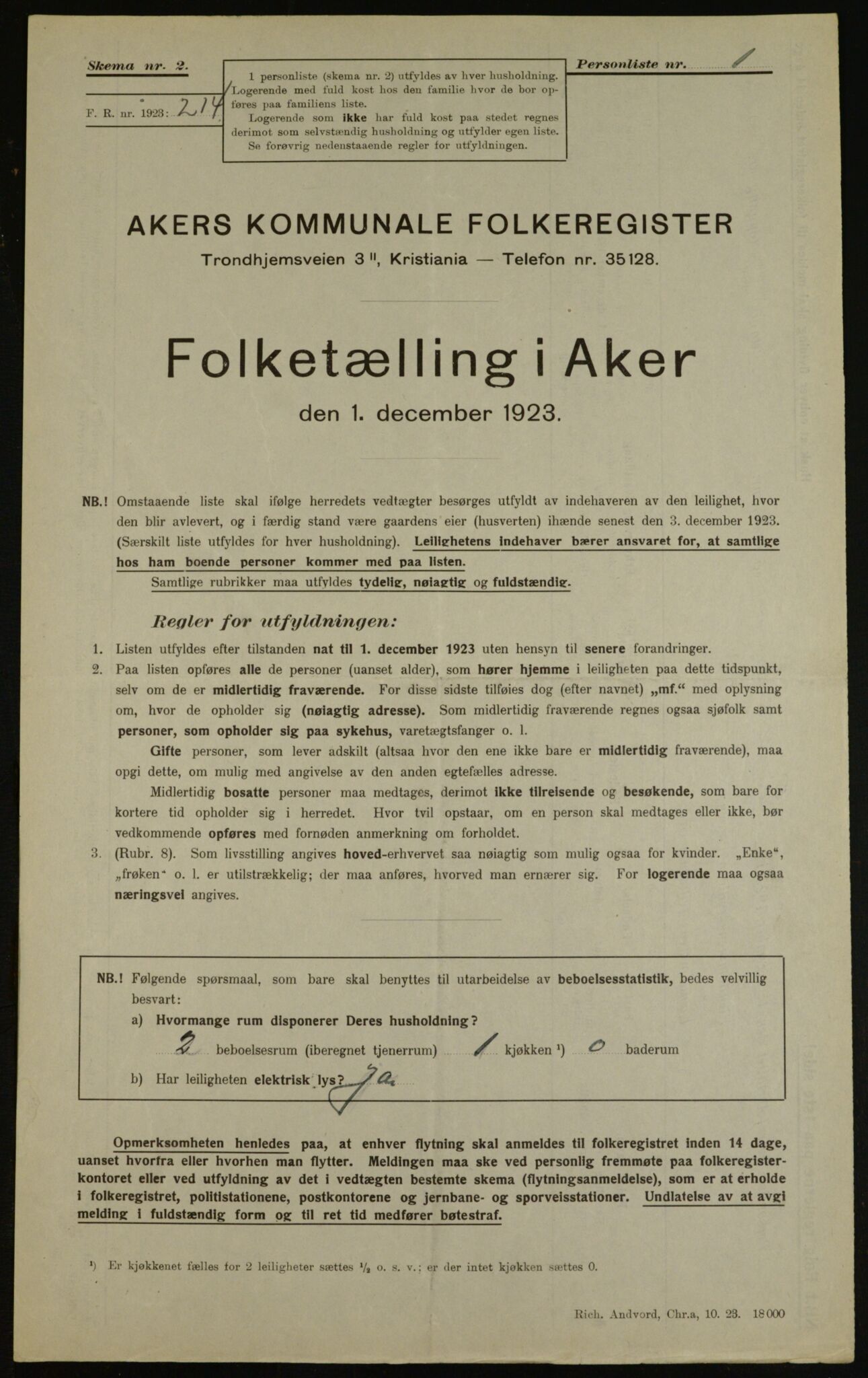 , Kommunal folketelling 1.12.1923 for Aker, 1923, s. 8695