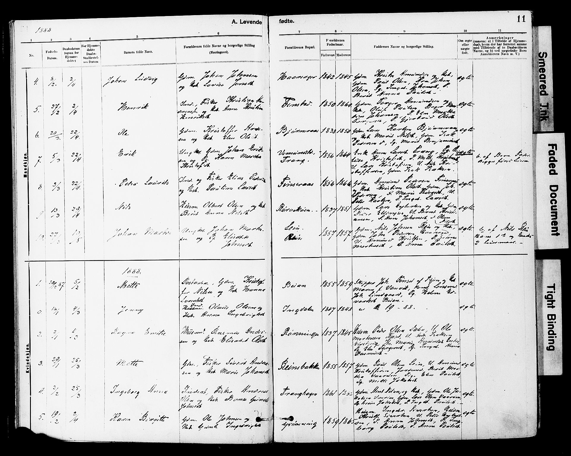 Ministerialprotokoller, klokkerbøker og fødselsregistre - Sør-Trøndelag, AV/SAT-A-1456/646/L0615: Ministerialbok nr. 646A13, 1885-1900, s. 11
