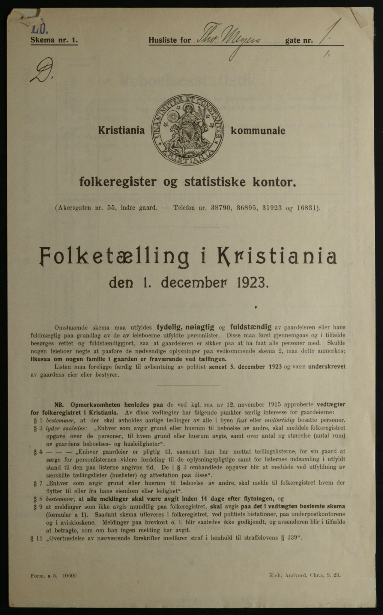 OBA, Kommunal folketelling 1.12.1923 for Kristiania, 1923, s. 121232