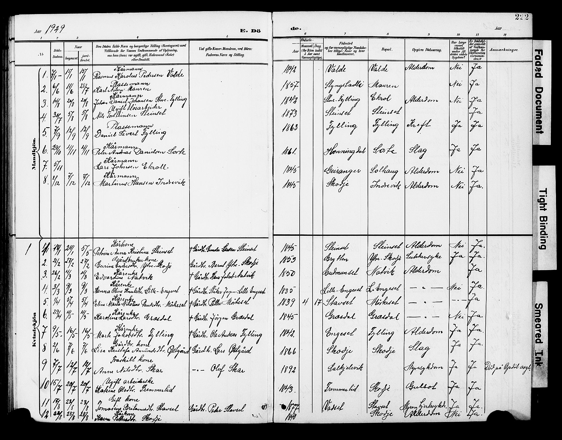 Ministerialprotokoller, klokkerbøker og fødselsregistre - Møre og Romsdal, SAT/A-1454/524/L0366: Klokkerbok nr. 524C07, 1900-1931, s. 222