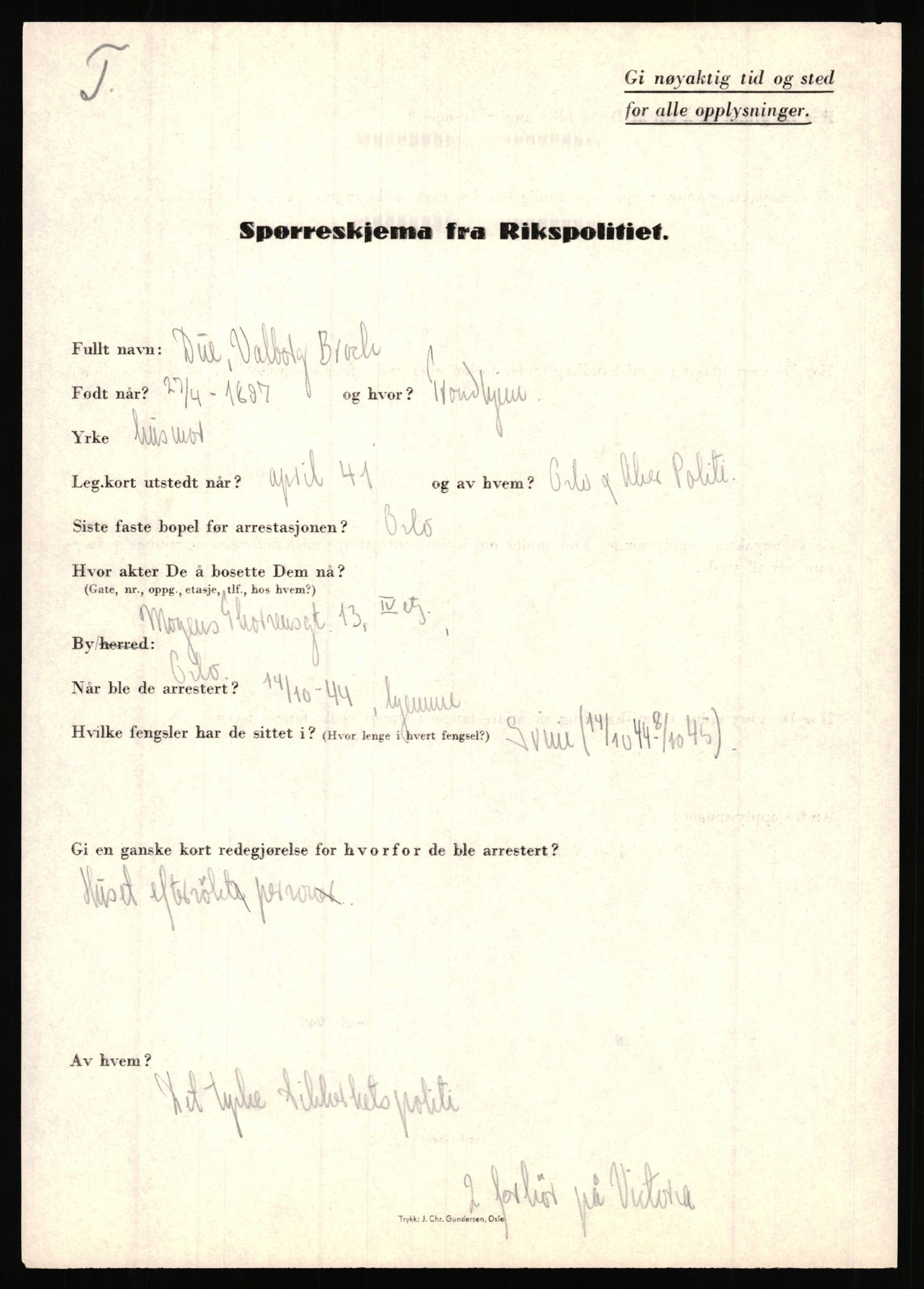 Rikspolitisjefen, AV/RA-S-1560/L/L0003: Bua, Bjarne - Erdal, Ingolf, 1940-1945, s. 542