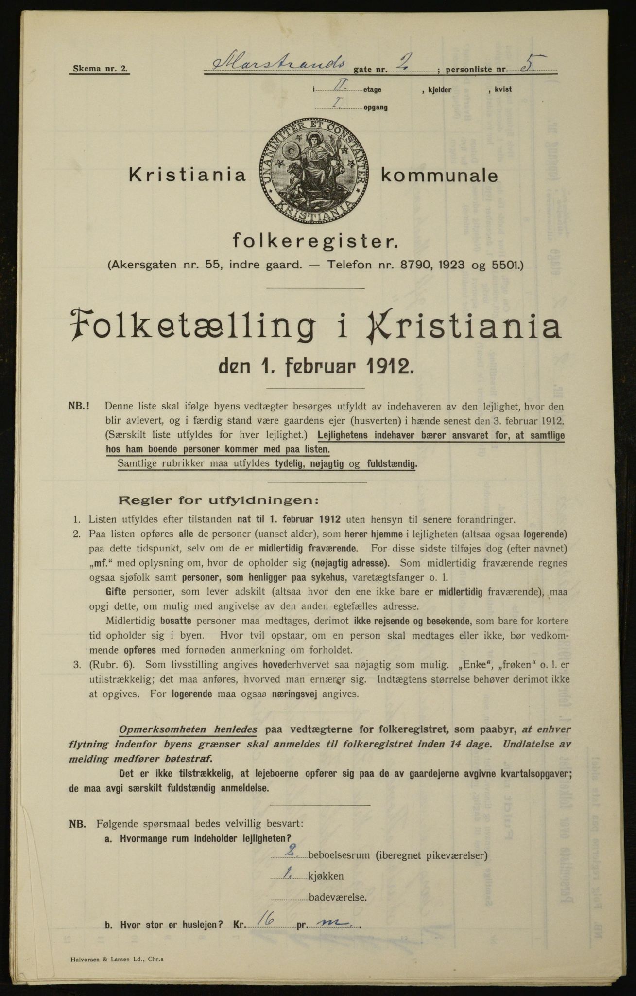 OBA, Kommunal folketelling 1.2.1912 for Kristiania, 1912, s. 65096