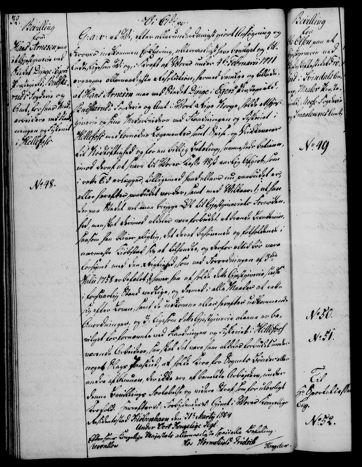 Rentekammeret, Kammerkanselliet, AV/RA-EA-3111/G/Gg/Gga/L0018: Norsk ekspedisjonsprotokoll med register (merket RK 53.18), 1804-1806, s. 32