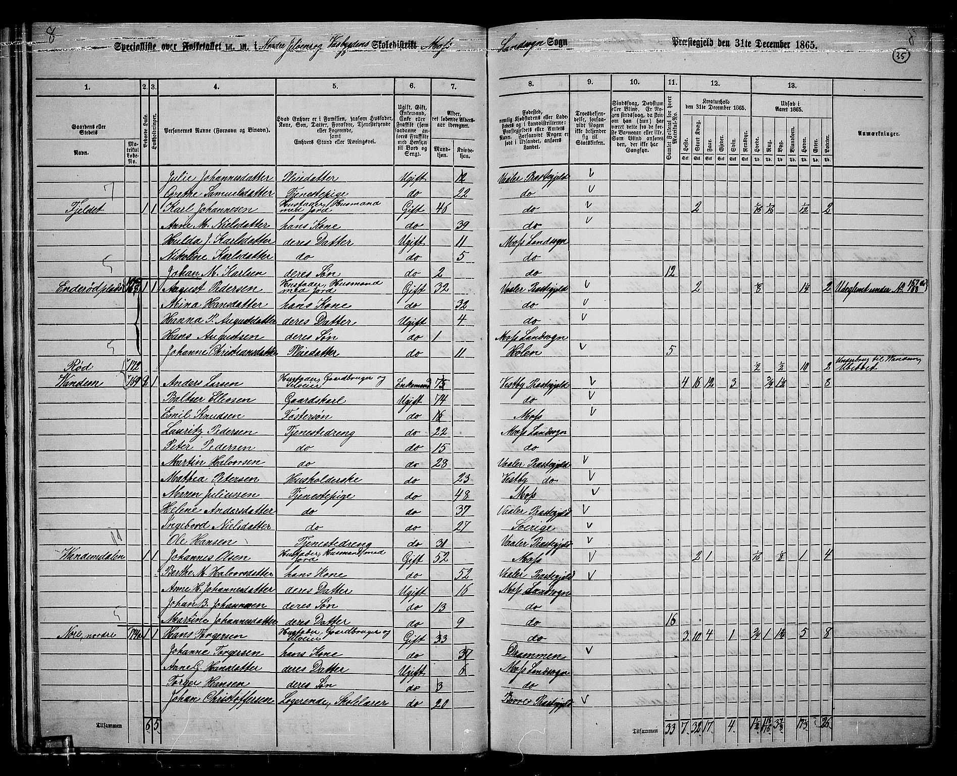 RA, Folketelling 1865 for 0194L Moss prestegjeld, Moss landsokn, 1865, s. 33