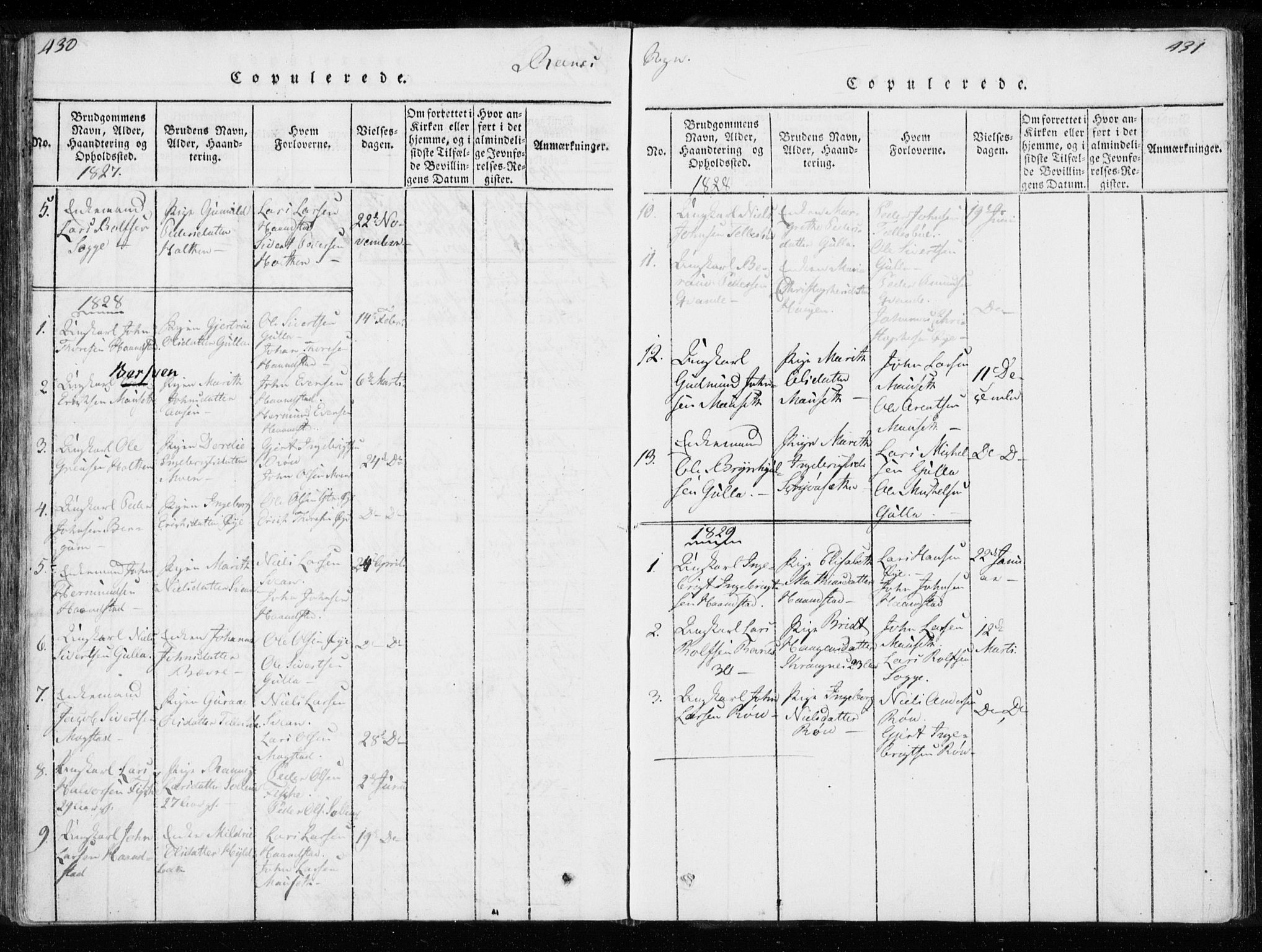 Ministerialprotokoller, klokkerbøker og fødselsregistre - Møre og Romsdal, AV/SAT-A-1454/595/L1041: Ministerialbok nr. 595A03, 1819-1829, s. 430-431