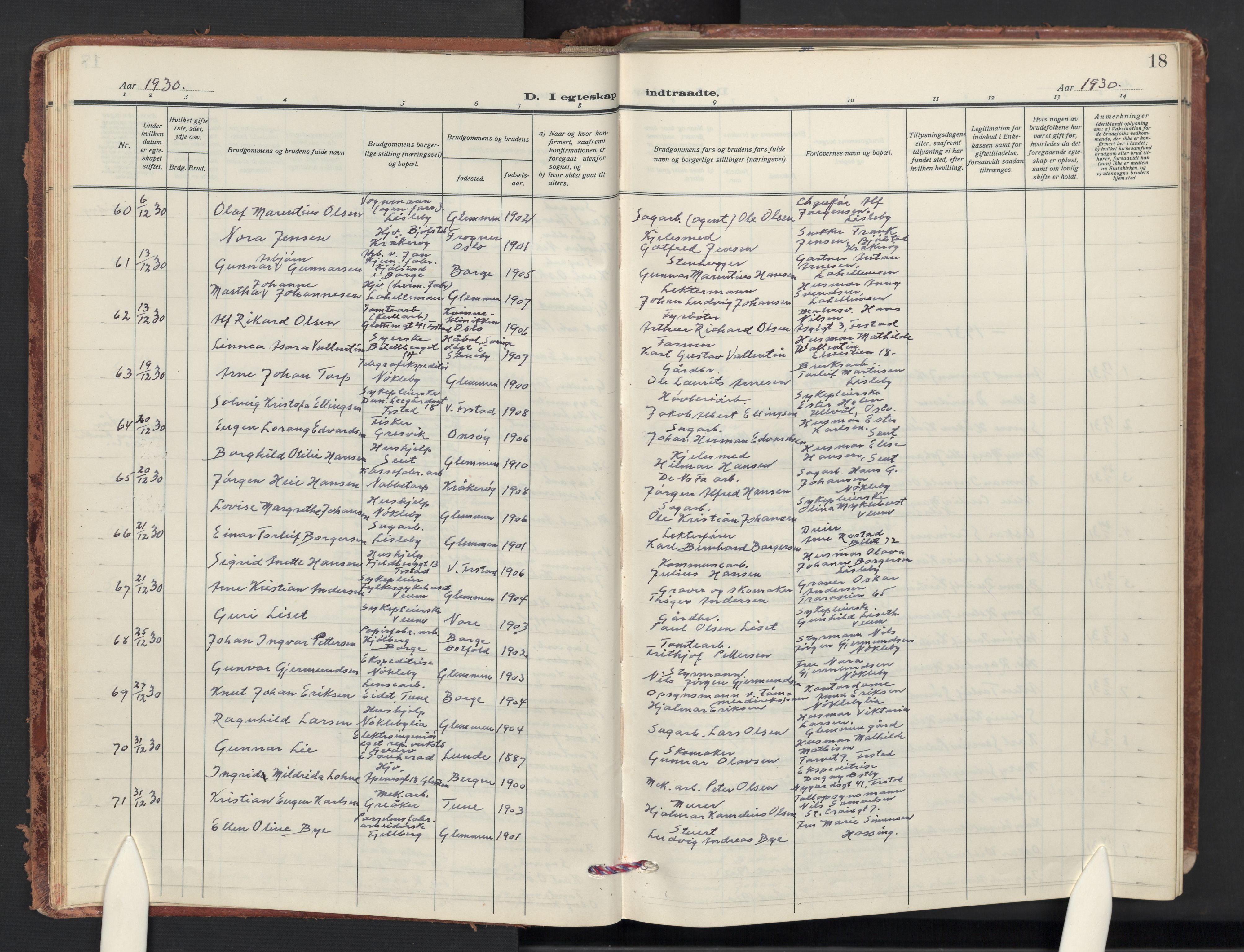Glemmen prestekontor Kirkebøker, AV/SAO-A-10908/G/Ga/L0010: Klokkerbok nr. 10, 1928-1951, s. 18
