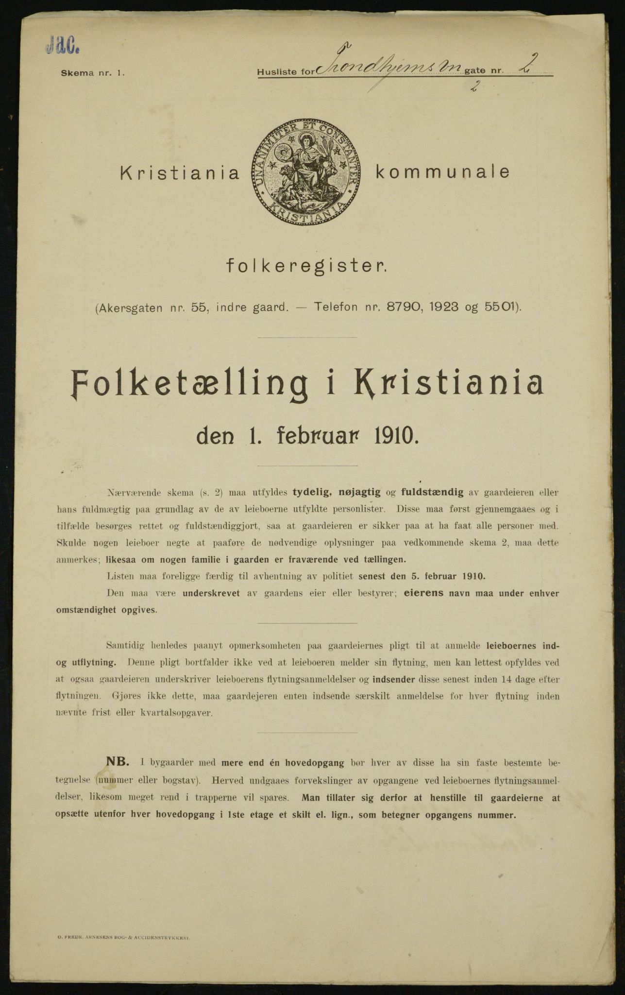 OBA, Kommunal folketelling 1.2.1910 for Kristiania, 1910, s. 110082