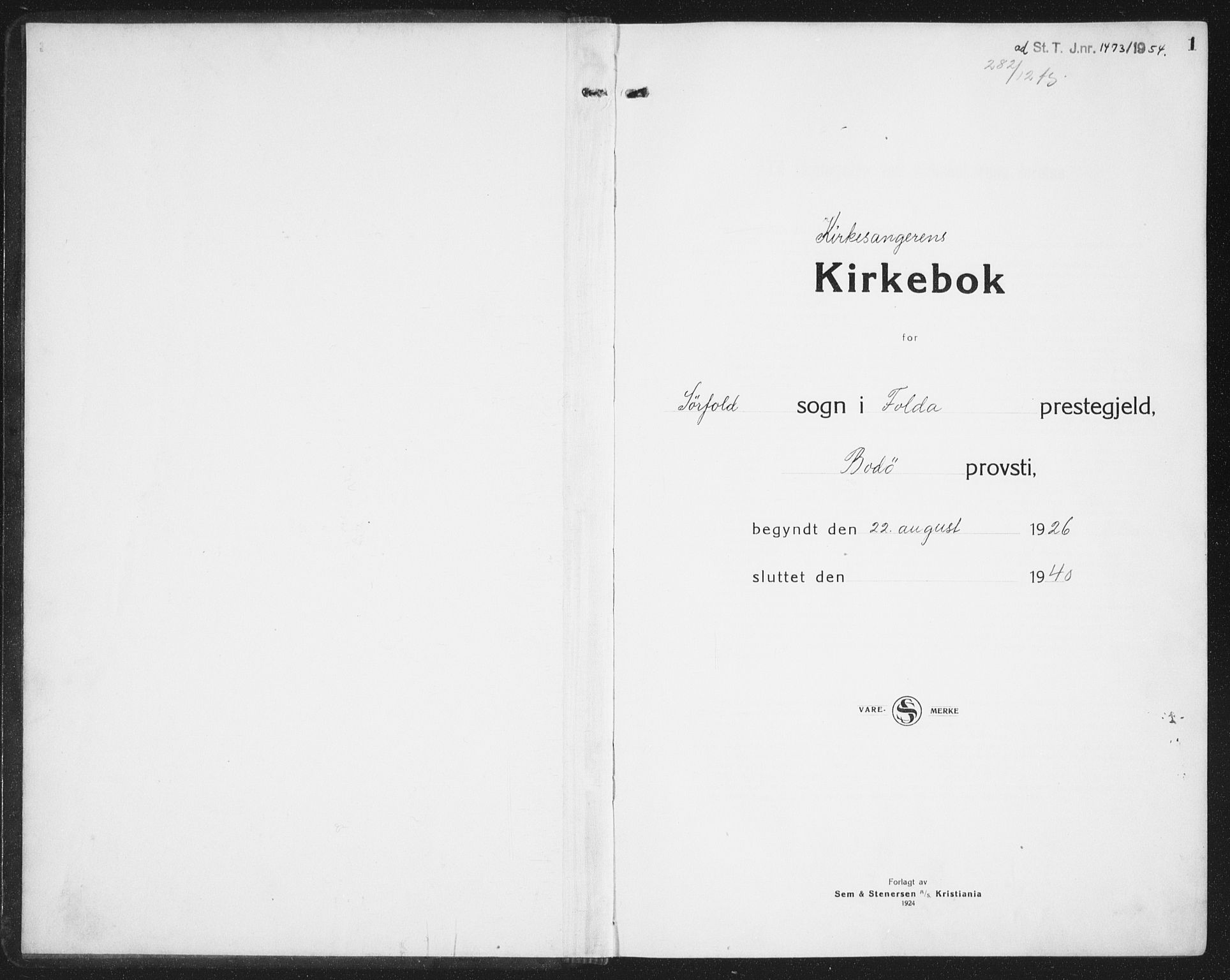 Ministerialprotokoller, klokkerbøker og fødselsregistre - Nordland, SAT/A-1459/854/L0788: Klokkerbok nr. 854C04, 1926-1940, s. 1