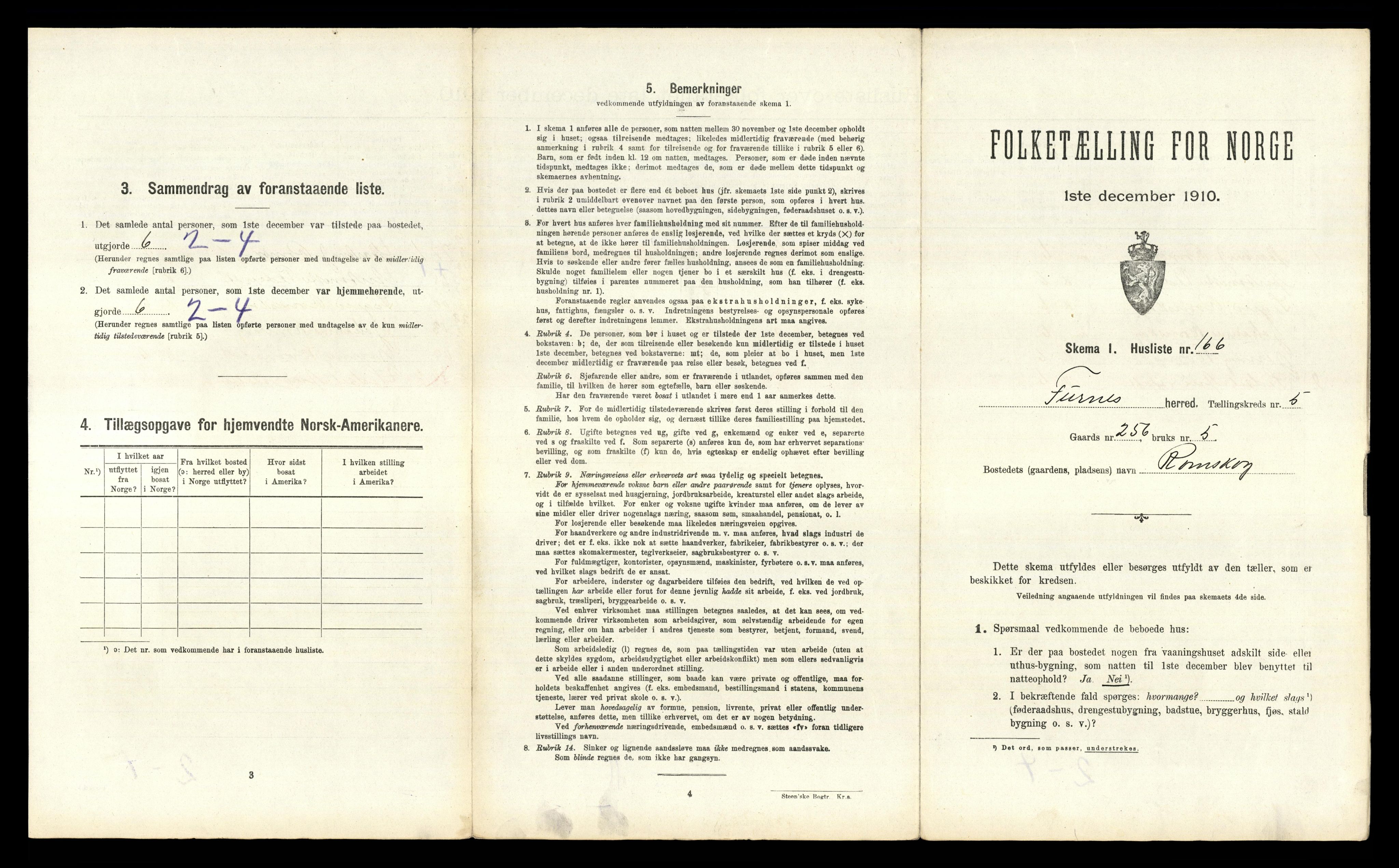 RA, Folketelling 1910 for 0413 Furnes herred, 1910, s. 1286