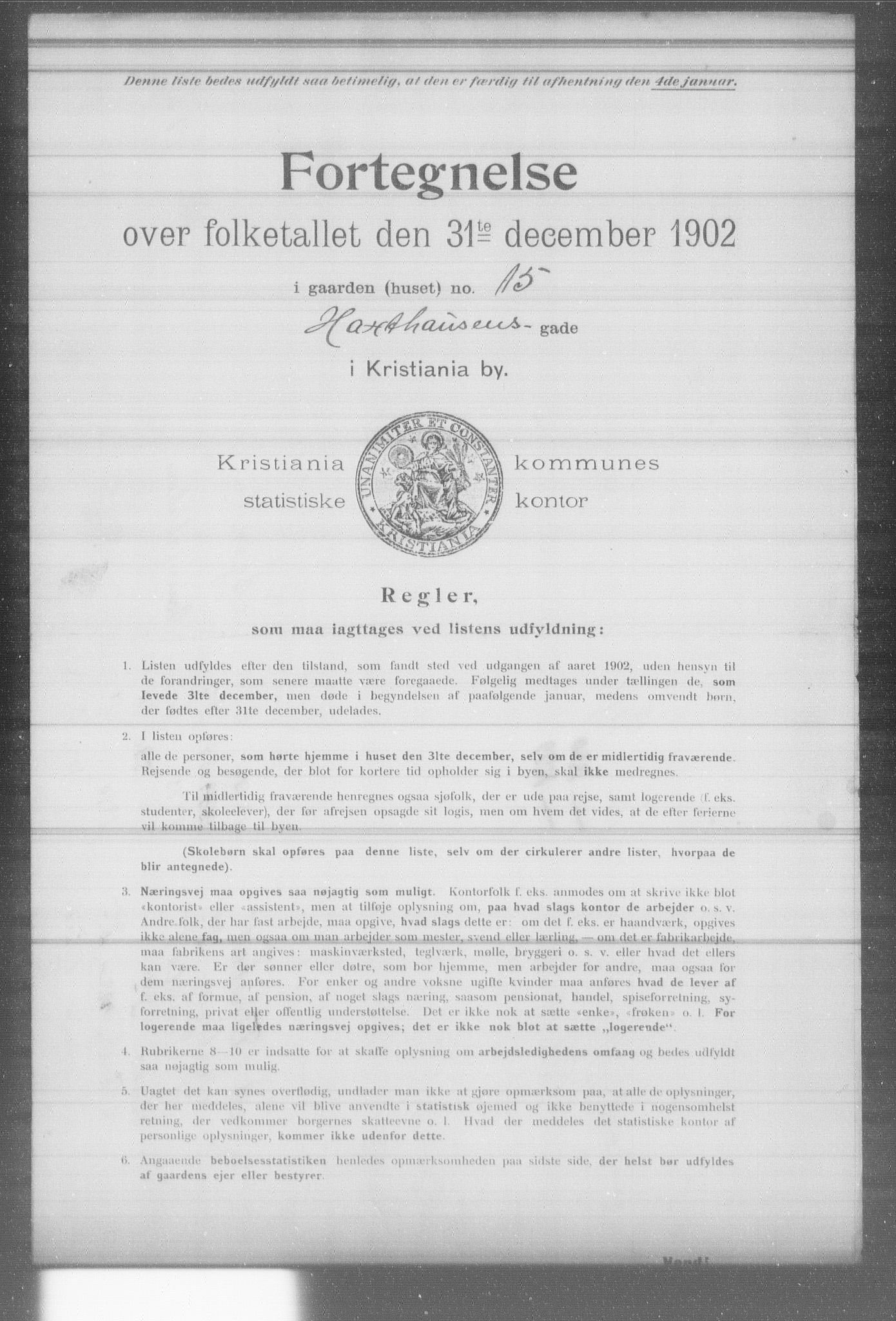 OBA, Kommunal folketelling 31.12.1902 for Kristiania kjøpstad, 1902, s. 6988