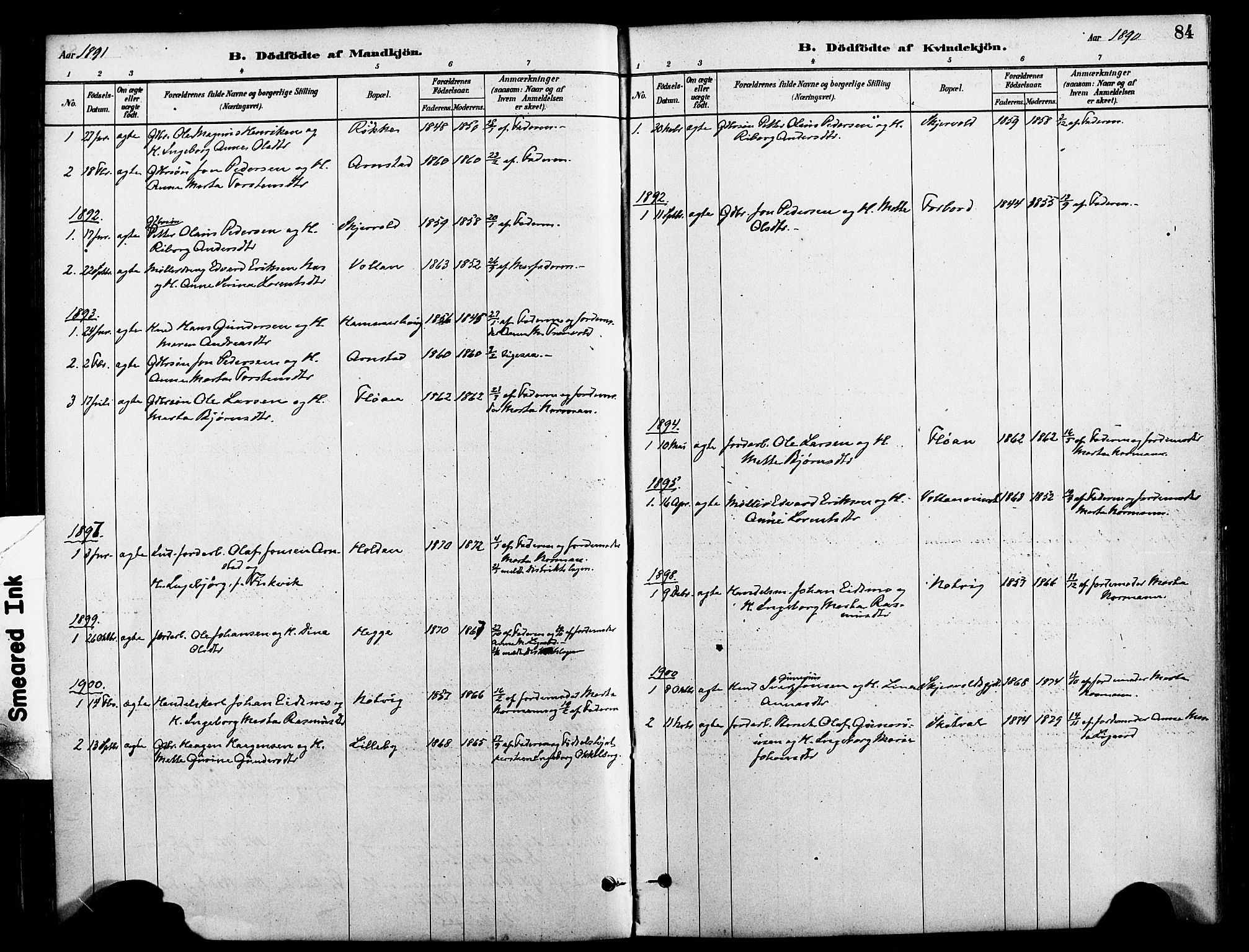 Ministerialprotokoller, klokkerbøker og fødselsregistre - Nord-Trøndelag, SAT/A-1458/712/L0100: Ministerialbok nr. 712A01, 1880-1900, s. 84