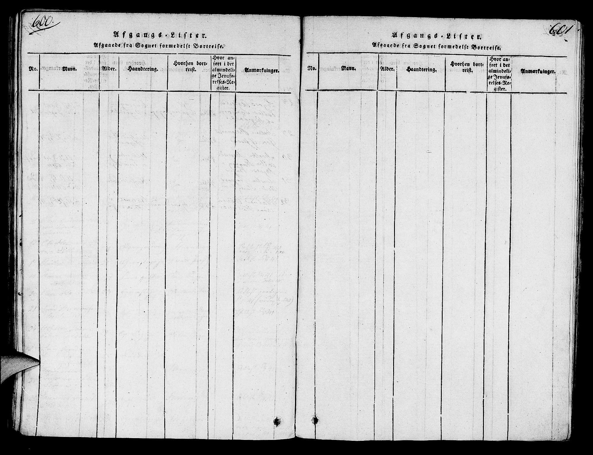 Håland sokneprestkontor, AV/SAST-A-101802/001/30BA/L0004: Ministerialbok nr. A 4, 1815-1829, s. 600-601