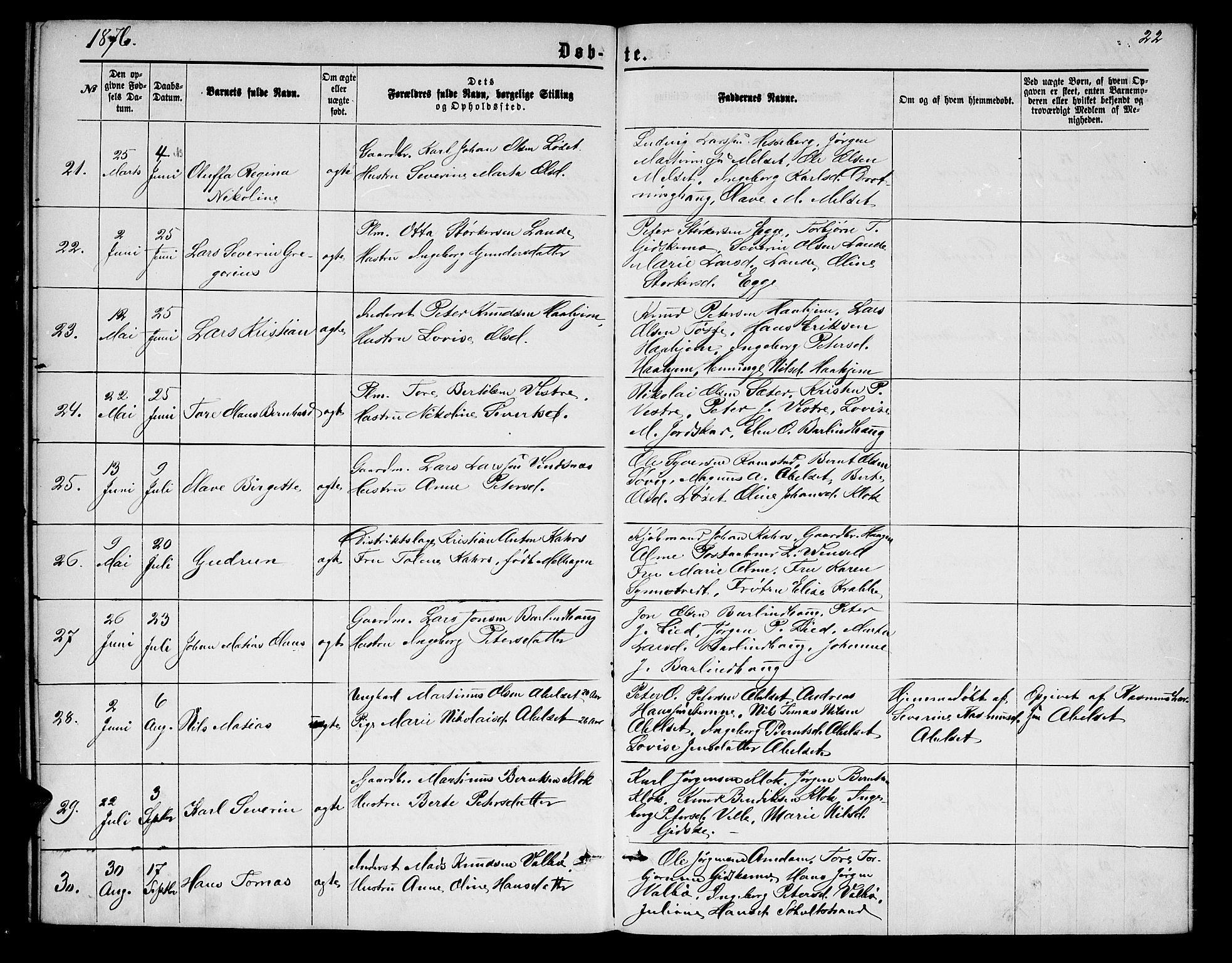 Ministerialprotokoller, klokkerbøker og fødselsregistre - Møre og Romsdal, AV/SAT-A-1454/522/L0325: Klokkerbok nr. 522C04, 1872-1877, s. 22