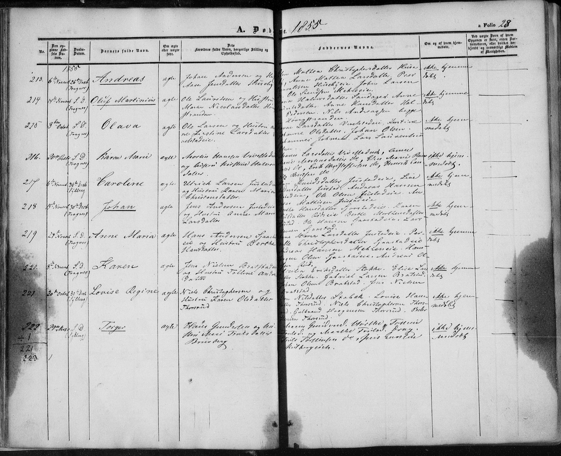 Lier kirkebøker, AV/SAKO-A-230/F/Fa/L0012: Ministerialbok nr. I 12, 1854-1864, s. 28