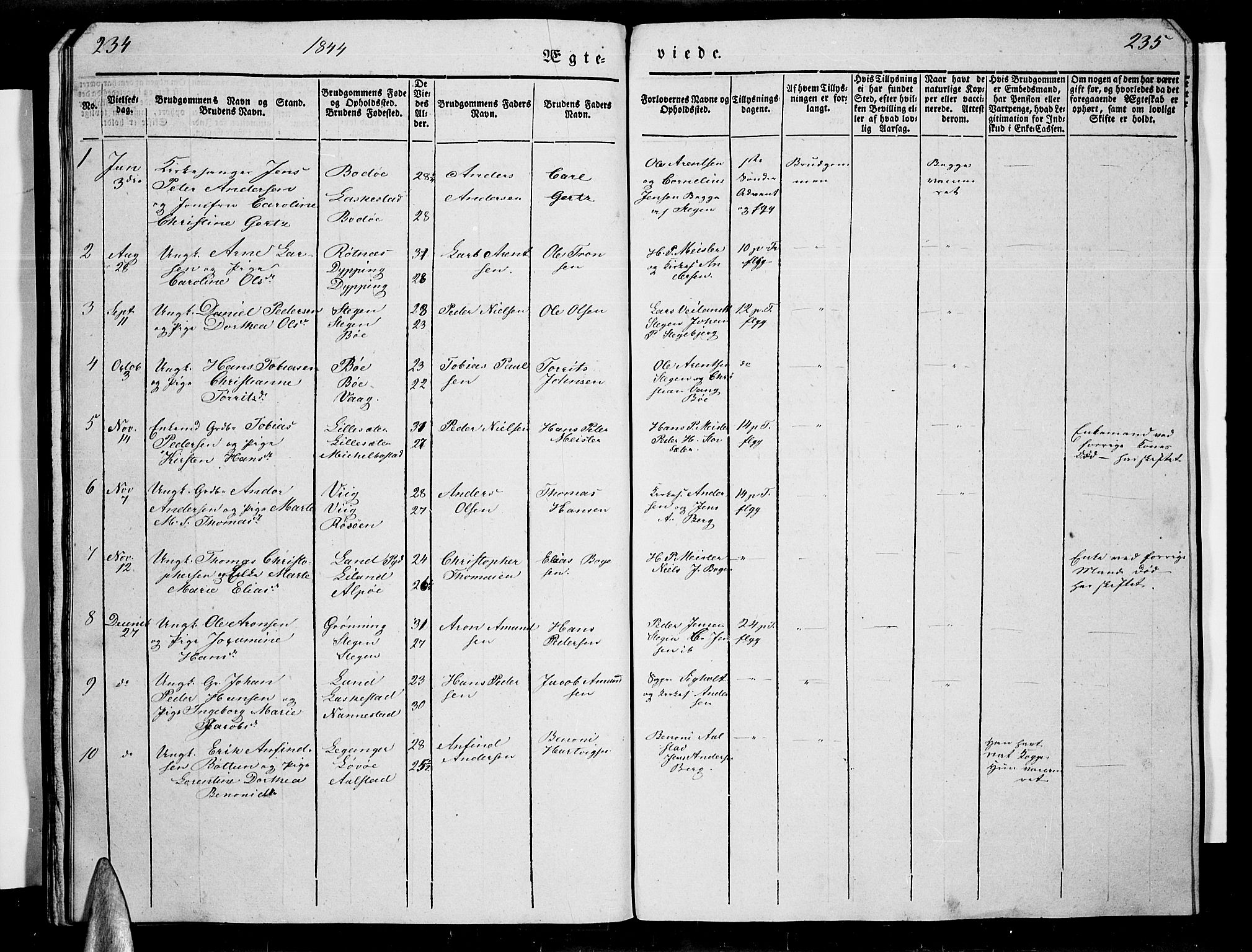 Ministerialprotokoller, klokkerbøker og fødselsregistre - Nordland, AV/SAT-A-1459/855/L0813: Klokkerbok nr. 855C02, 1836-1850, s. 234-235