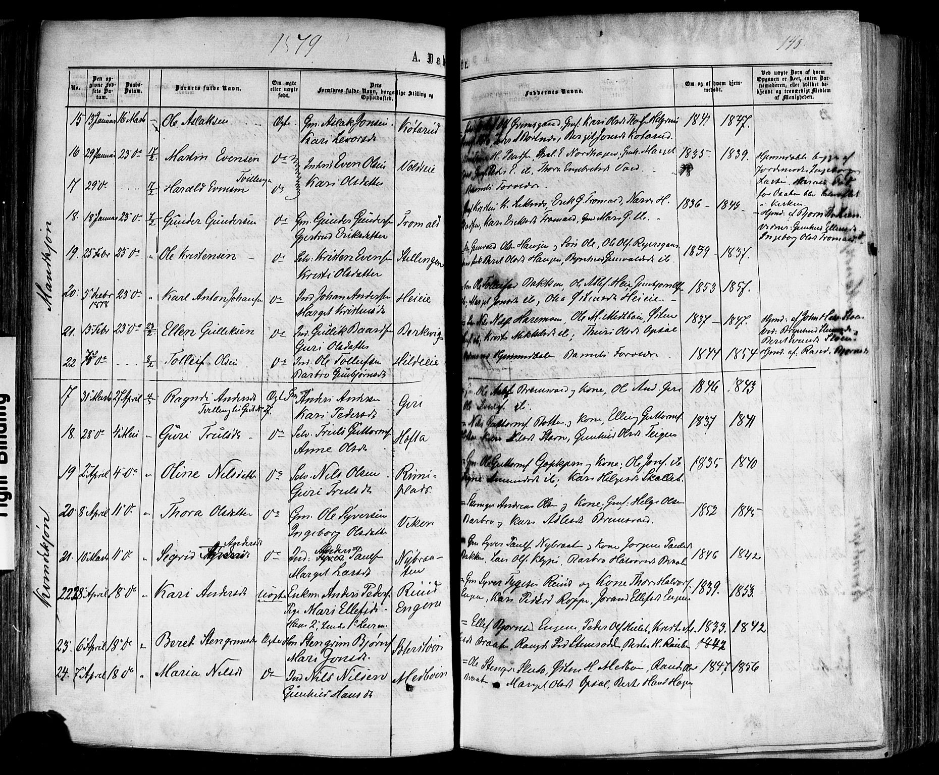 Nes kirkebøker, AV/SAKO-A-236/F/Fa/L0010: Ministerialbok nr. 10, 1864-1880, s. 140