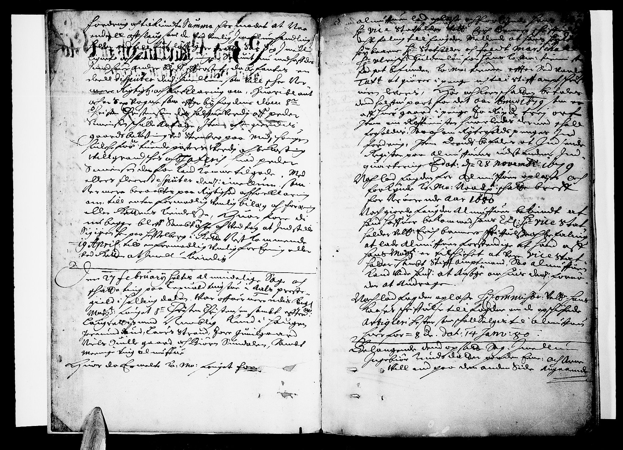 Ringerike og Hallingdal sorenskriveri, SAKO/A-81/F/Fa/Faa/L0015: Tingbok, 1680, s. 2