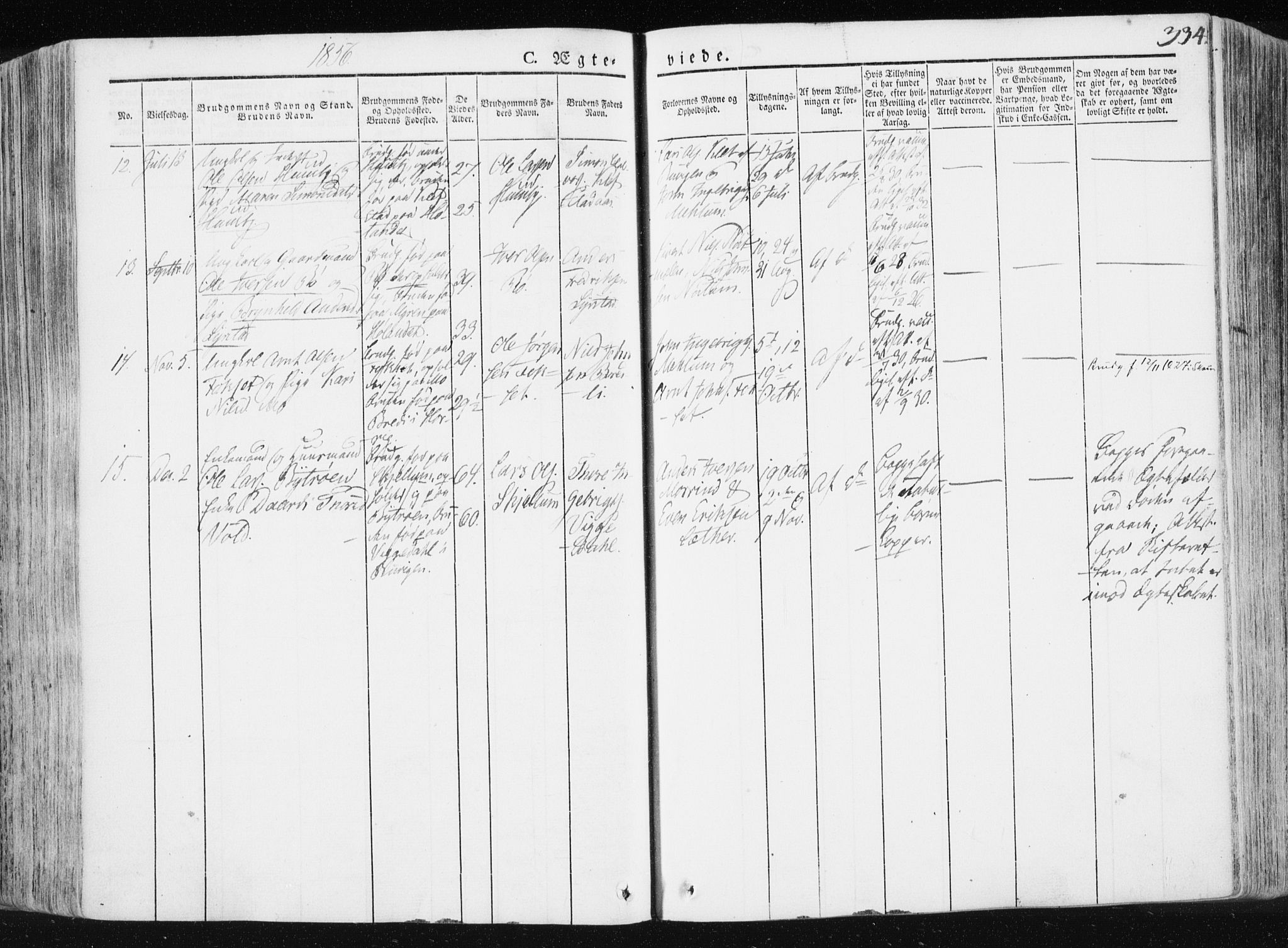 Ministerialprotokoller, klokkerbøker og fødselsregistre - Sør-Trøndelag, SAT/A-1456/665/L0771: Ministerialbok nr. 665A06, 1830-1856, s. 334