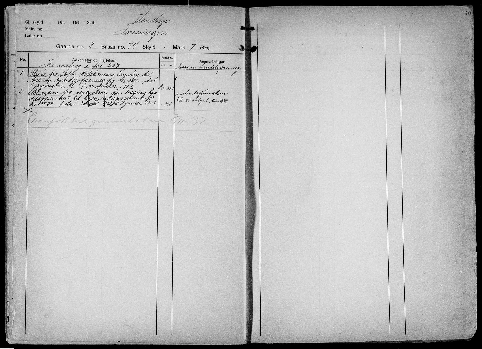 Gjerpen sorenskriveri, AV/SAKO-A-216/G/Gb/Gbd/L0005: Panteregister nr. IV 5, s. 40