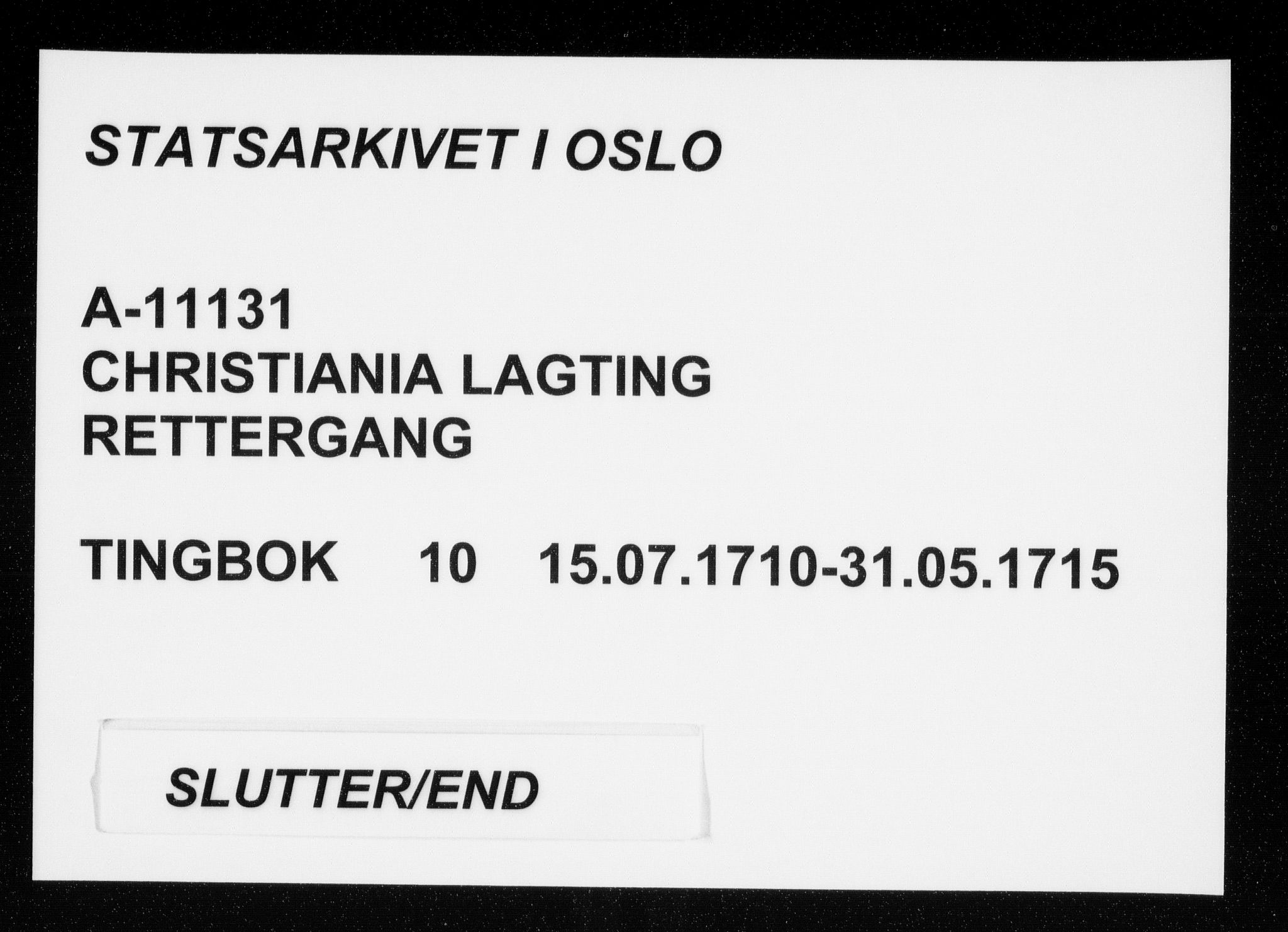 Christiania lagting, SAO/A-11131/F/Fa/L0010: Tingbok, 1710-1715
