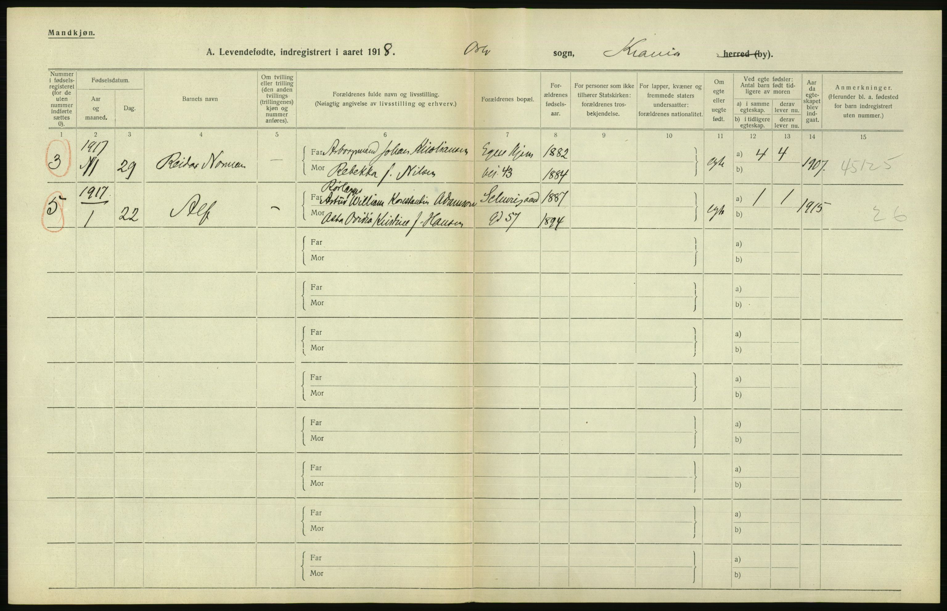 Statistisk sentralbyrå, Sosiodemografiske emner, Befolkning, AV/RA-S-2228/D/Df/Dfb/Dfbh/L0008: Kristiania: Levendefødte menn og kvinner., 1918, s. 718