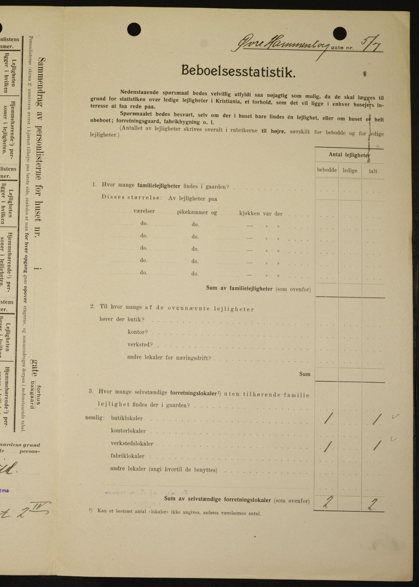 OBA, Kommunal folketelling 1.2.1909 for Kristiania kjøpstad, 1909, s. 117839