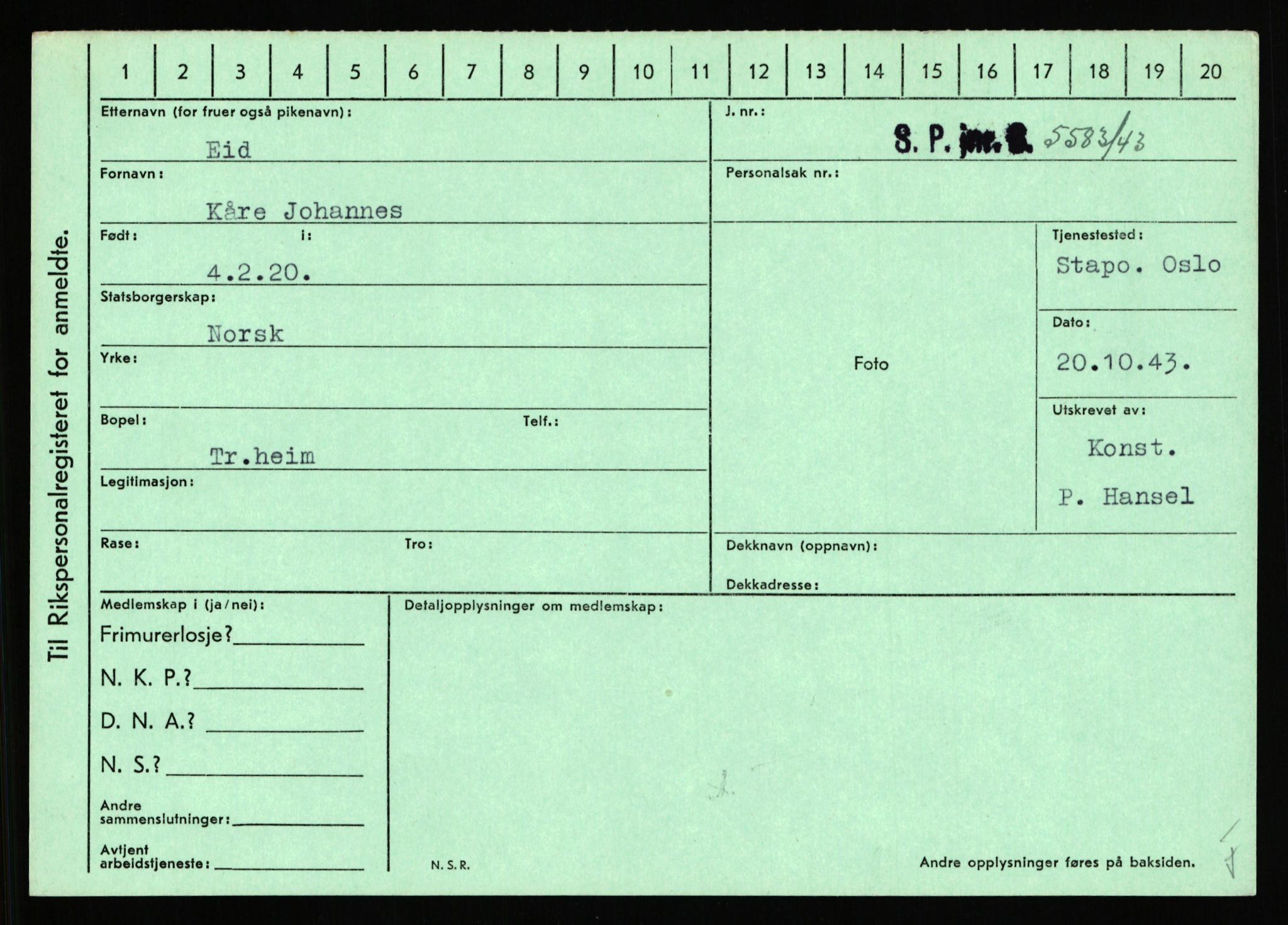 Statspolitiet - Hovedkontoret / Osloavdelingen, AV/RA-S-1329/C/Ca/L0004: Eid - funn av gjenstander	, 1943-1945, s. 4