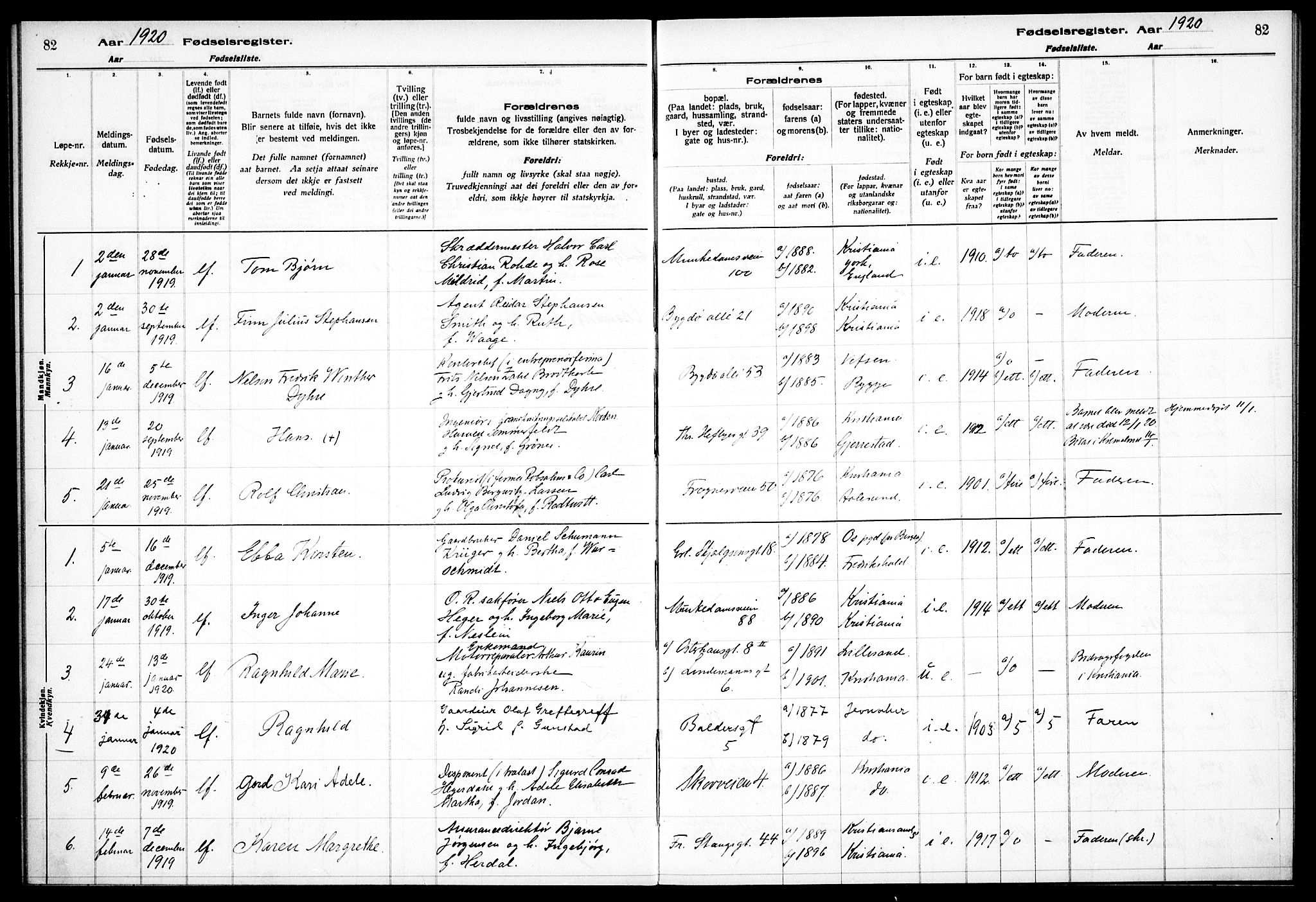 Frogner prestekontor Kirkebøker, AV/SAO-A-10886/J/Ja/L0001: Fødselsregister nr. 1, 1916-1927, s. 82