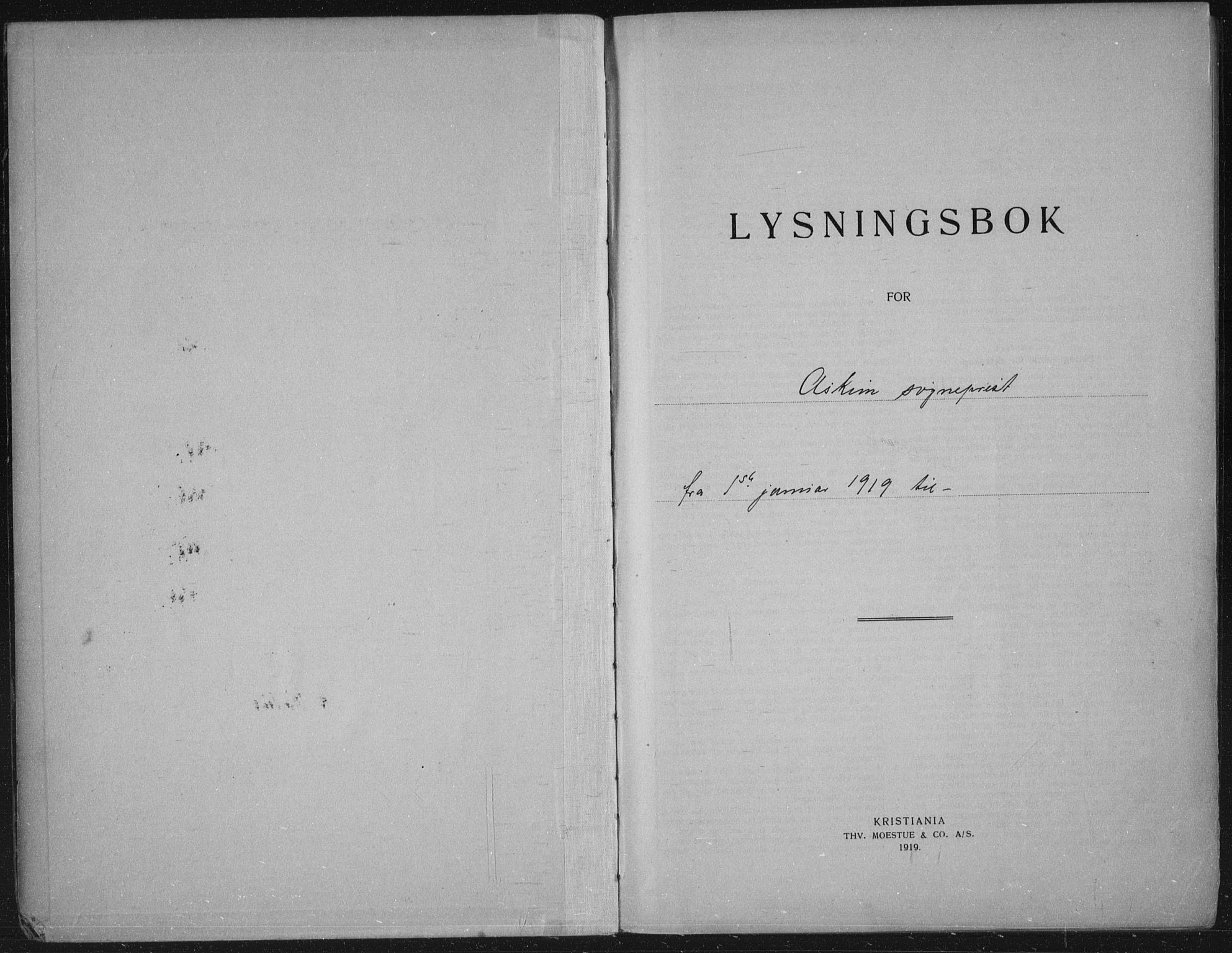 Askim prestekontor Kirkebøker, SAO/A-10900/H/Ha/L0001: Lysningsprotokoll nr. 1, 1919-1941