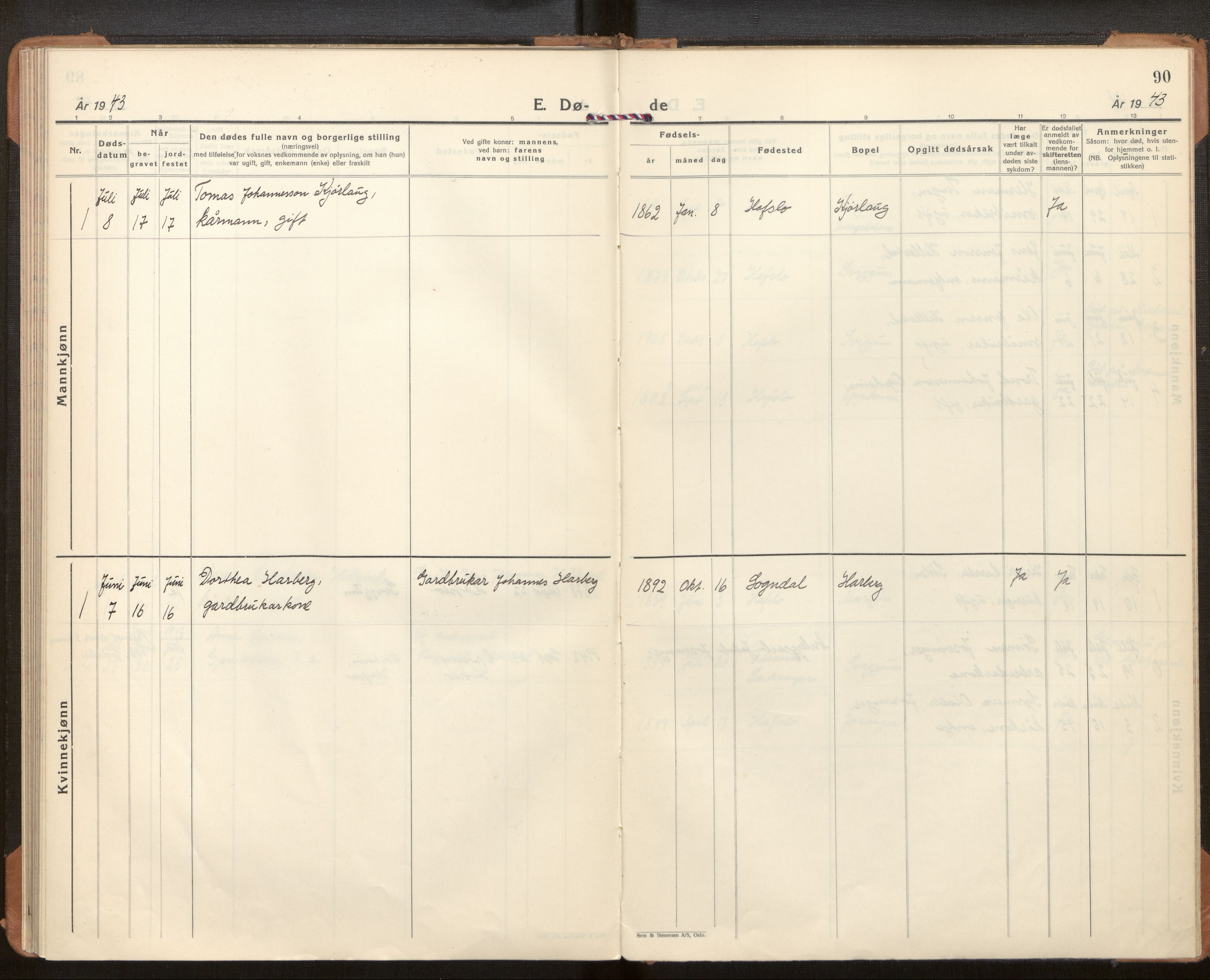 Hafslo sokneprestembete, SAB/A-80301/H/Haa/Haae/L0002: Ministerialbok nr. E 2, 1935-1965, s. 90