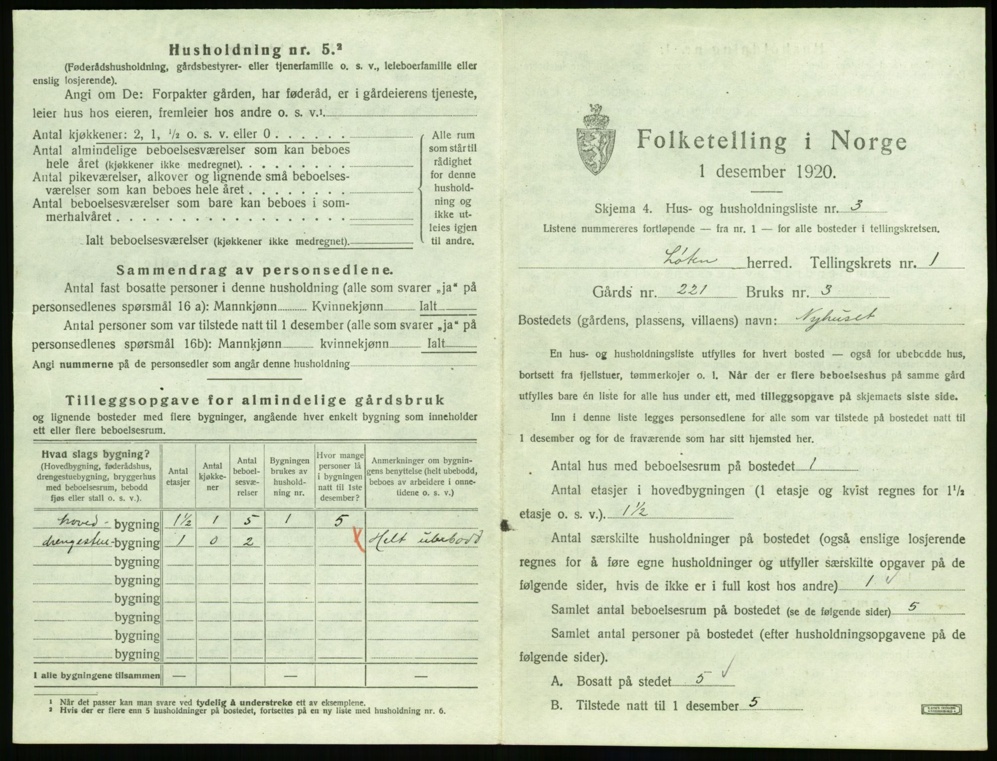 SAH, Folketelling 1920 for 0415 Løten herred, 1920, s. 69