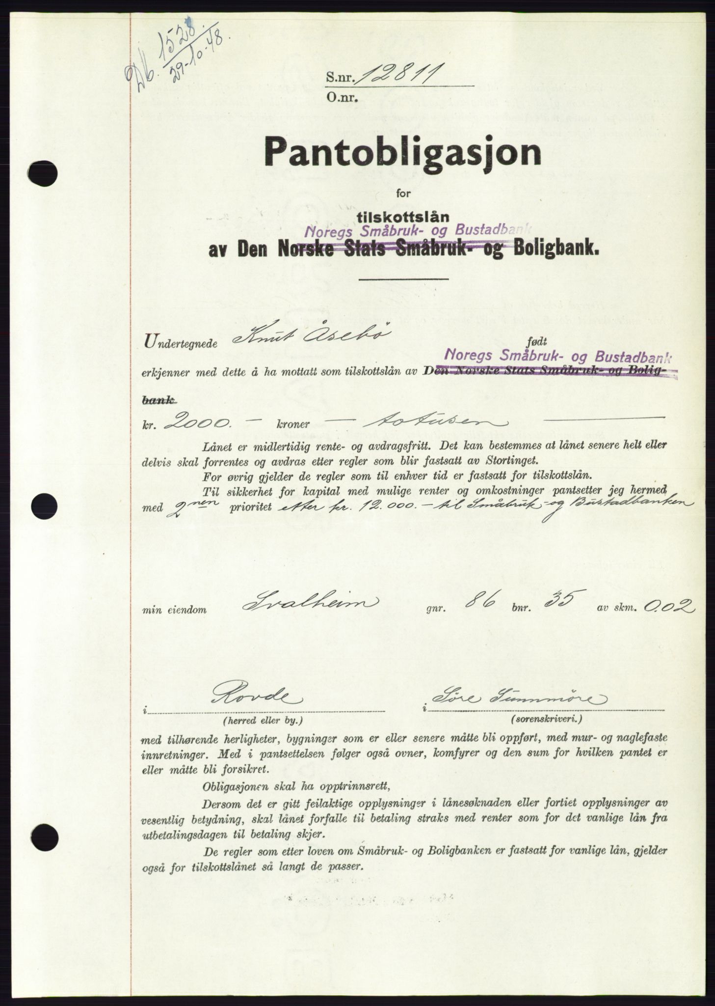 Søre Sunnmøre sorenskriveri, AV/SAT-A-4122/1/2/2C/L0116: Pantebok nr. 4B, 1948-1949, Dagboknr: 1528/1948