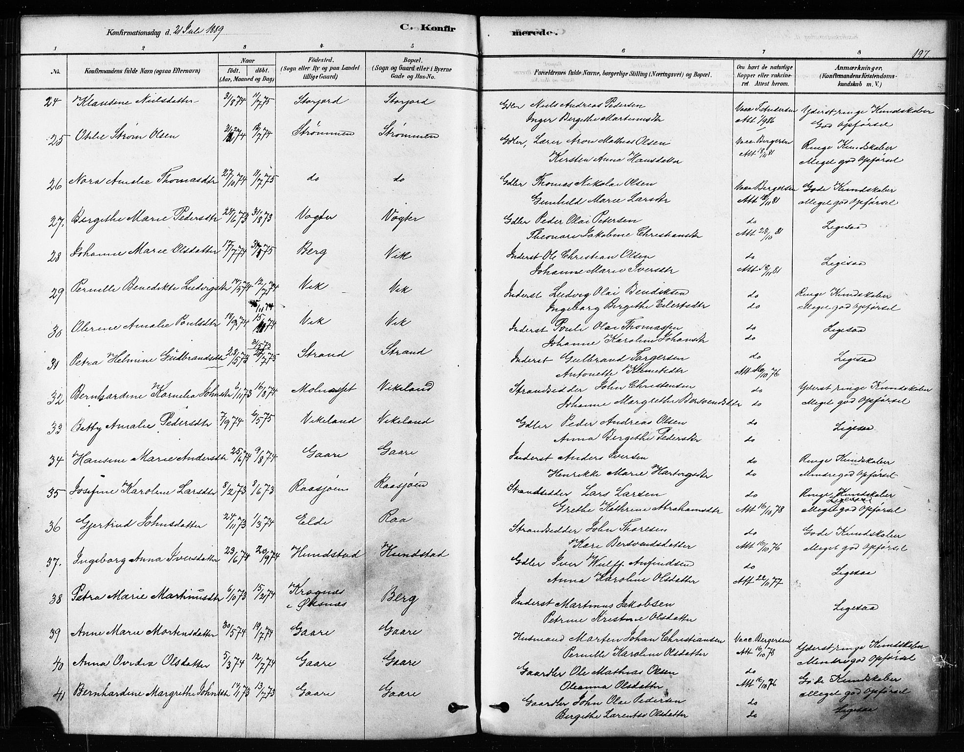Kvæfjord sokneprestkontor, AV/SATØ-S-1323/G/Ga/Gaa/L0005kirke: Ministerialbok nr. 5, 1878-1894, s. 197