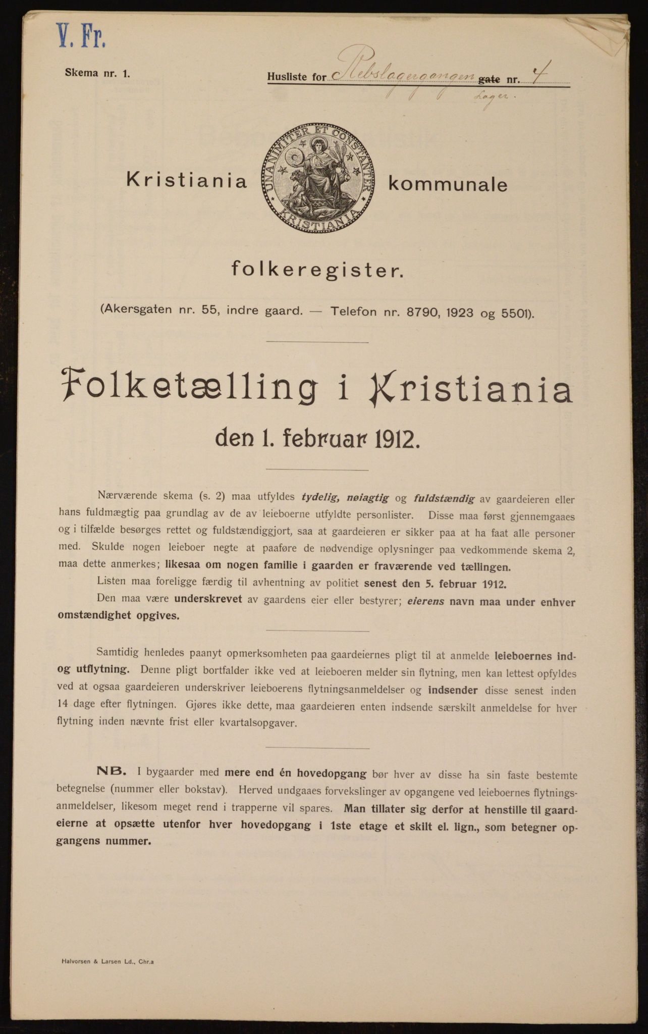 OBA, Kommunal folketelling 1.2.1912 for Kristiania, 1912, s. 83023