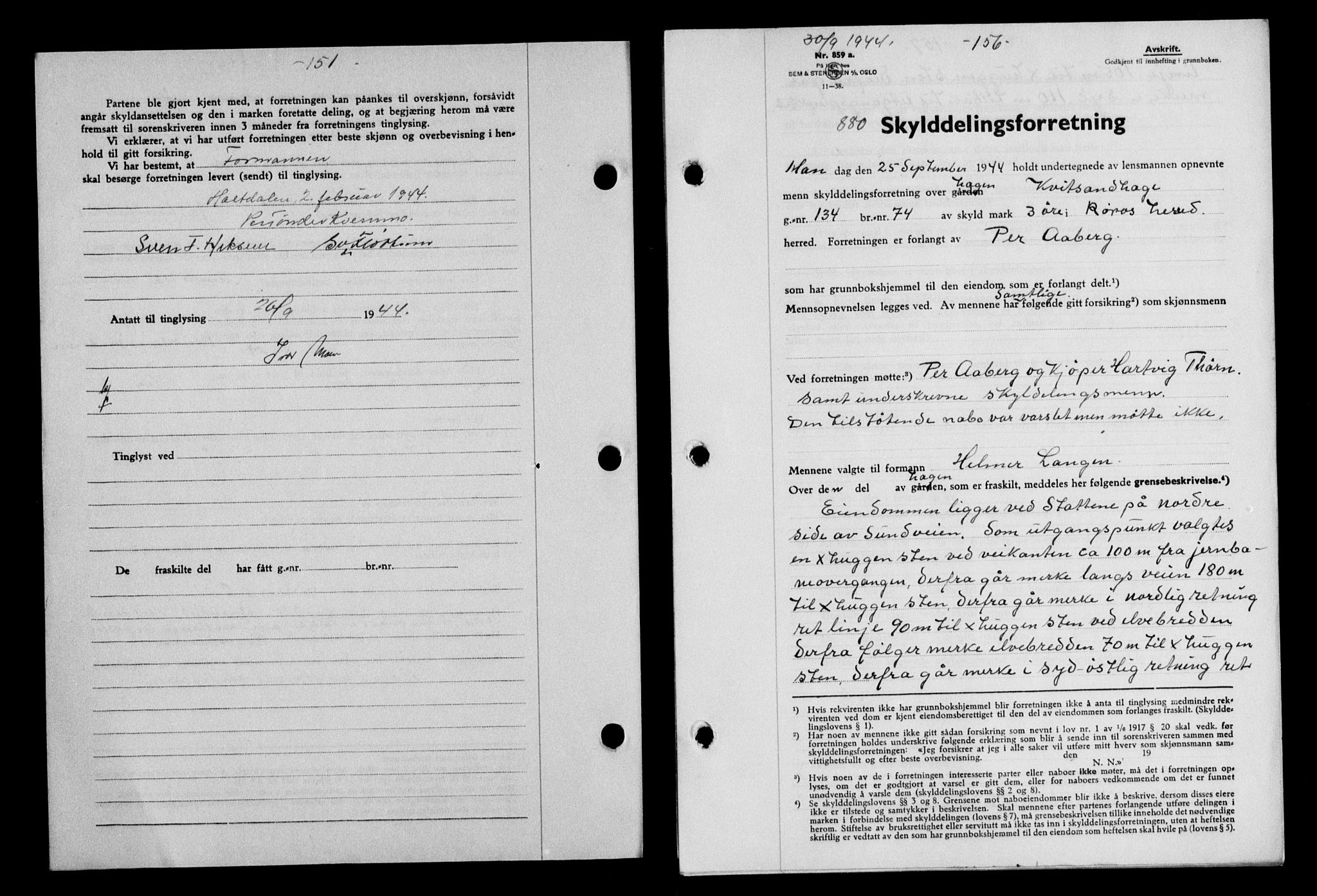 Gauldal sorenskriveri, SAT/A-0014/1/2/2C/L0058: Pantebok nr. 63, 1944-1945, Dagboknr: 880/1944