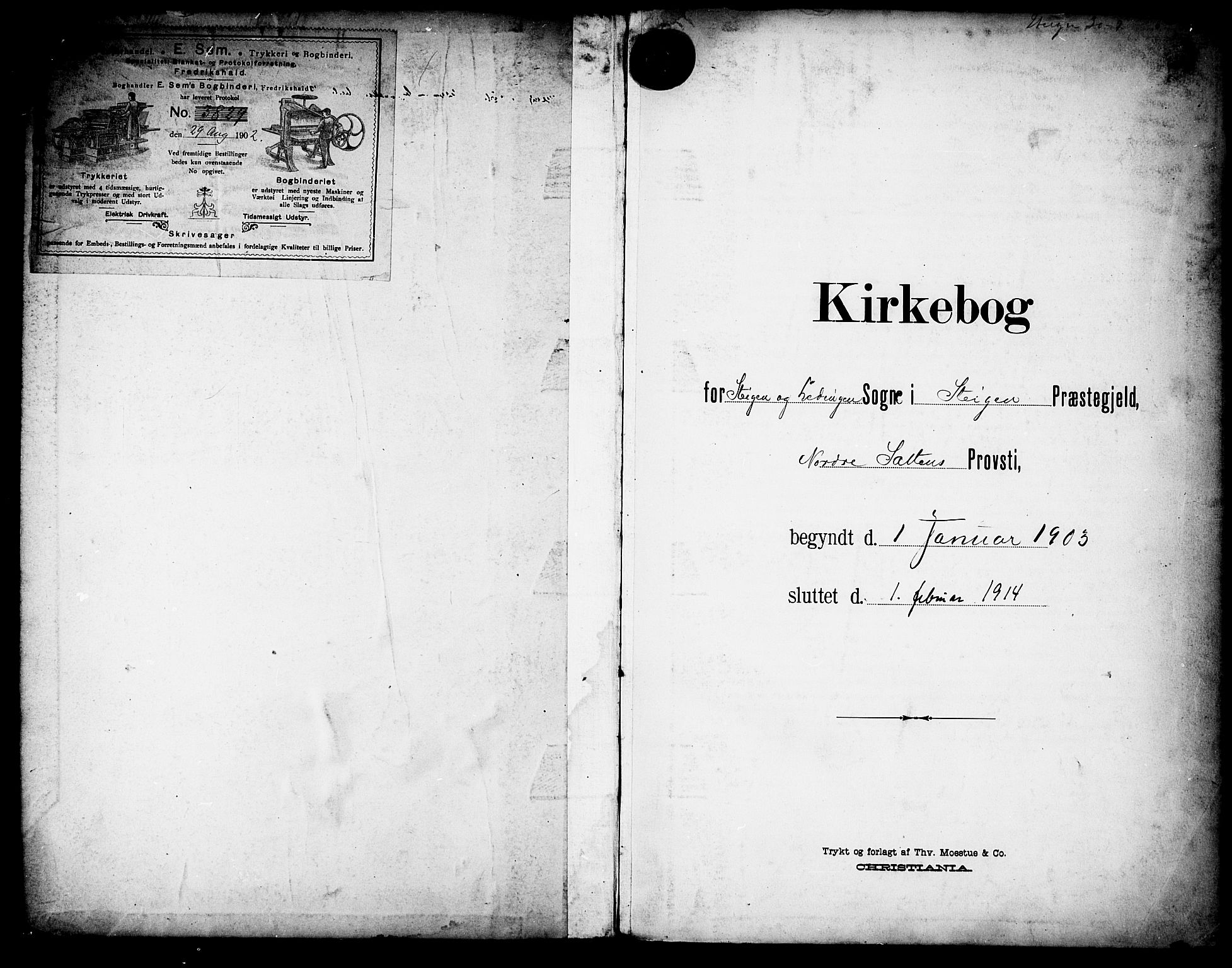 Ministerialprotokoller, klokkerbøker og fødselsregistre - Nordland, AV/SAT-A-1459/857/L0823: Dagsregister nr. 857A03, 1903-1914, s. 1